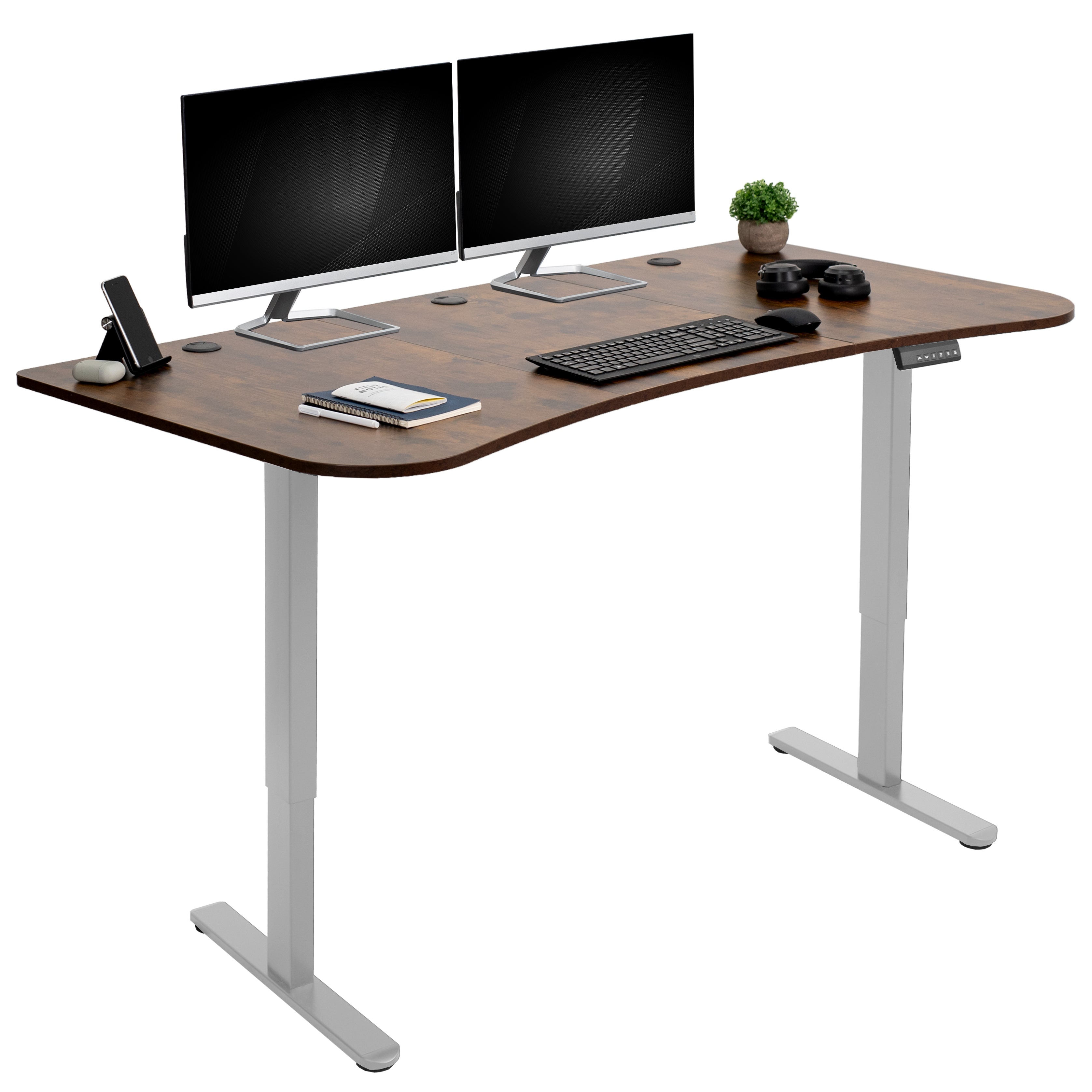 E2 Series 63 x 32 Inch Dual Motor Standing Desk with Memory Controller - Adjustable Height Electric Desk for Home Office, Gaming & Workstation Setup
