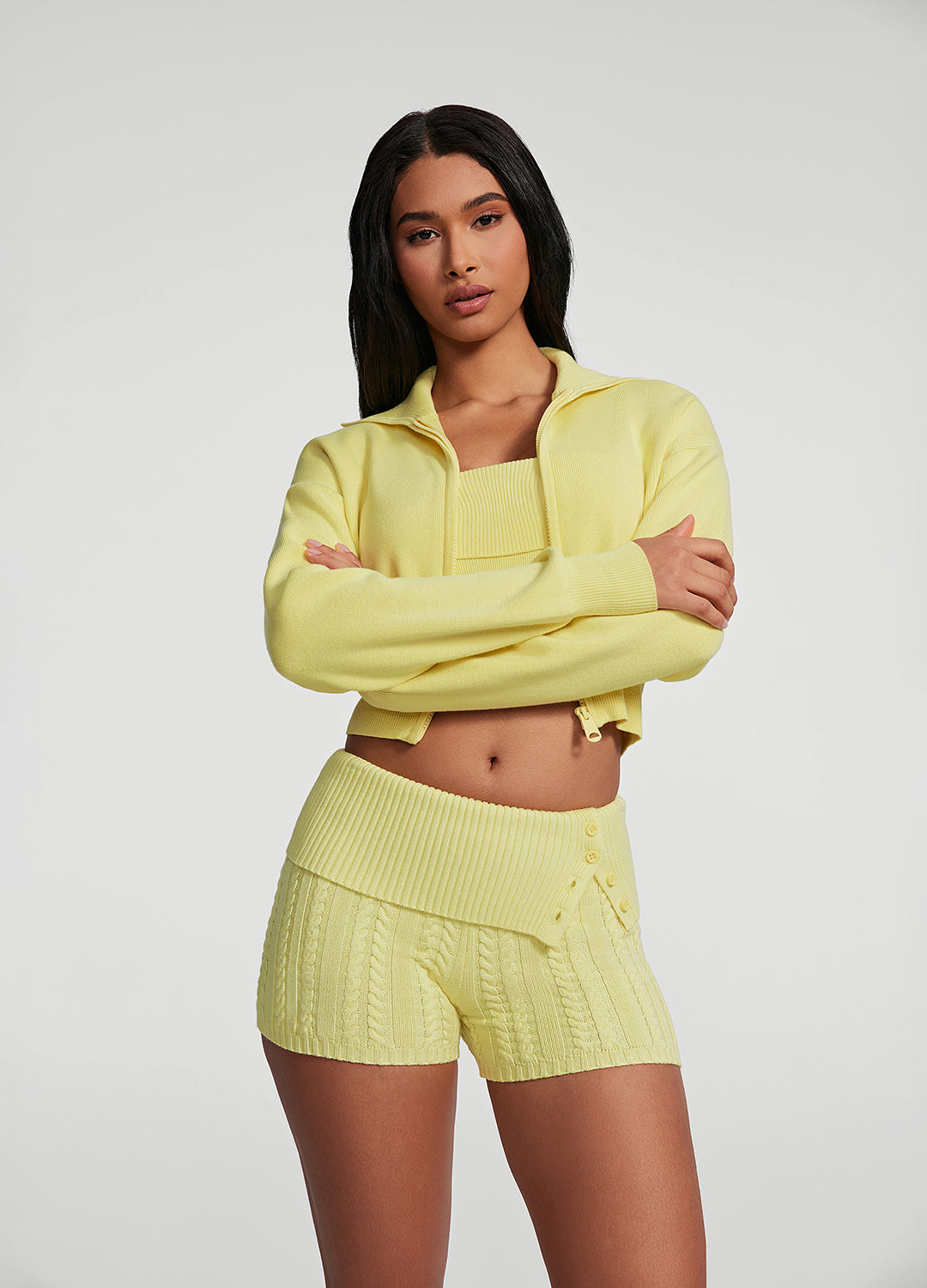 Women's Knit Cropped Zip Up Jacket - Lightweight Casual Cardigan for Spring & Fall - Perfect for Layering, Travel, and Everyday Wear