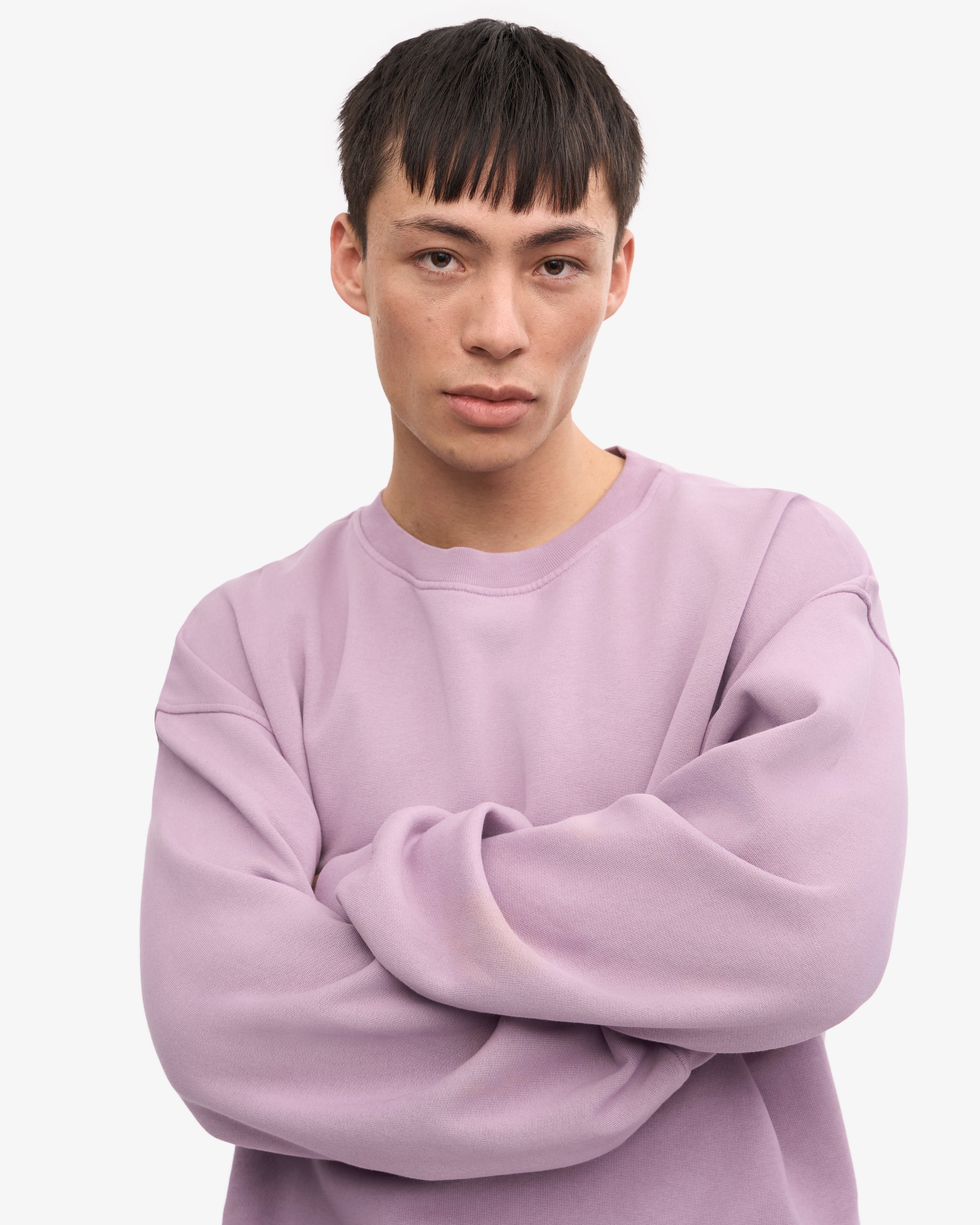 Organic Oversized Crewneck Sweatshirt for Women - Soft & Comfortable Pearly Purple Pullover for Casual Wear, Lounge & Street Style