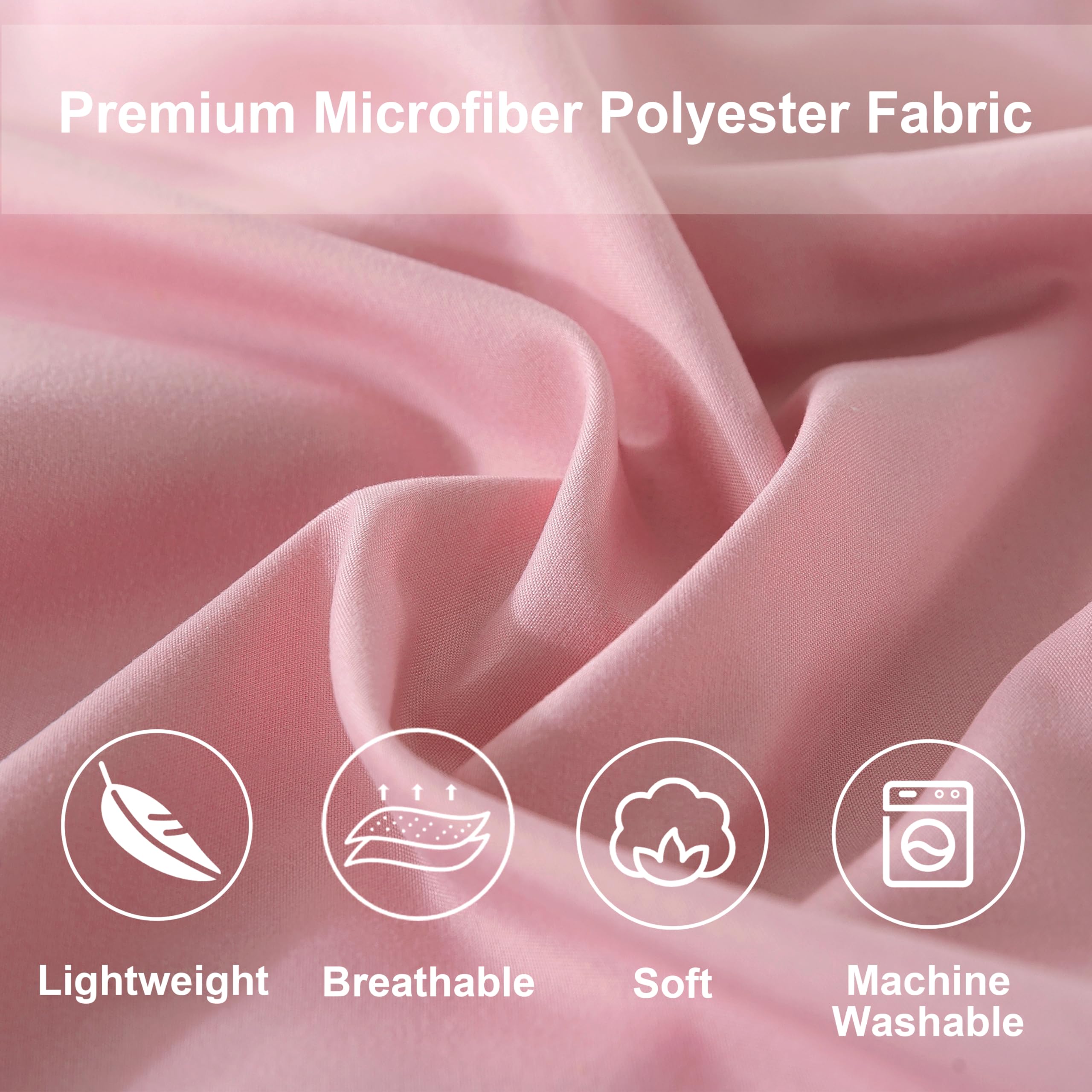 DOWNCOOL Queen Comforter Set - 7 Piece All Season Down Alternative Bedding in a Bag (Comforter, Flat Sheet, Fitted Sheet, 2 Pillow Shams & 2 Pillowcases) - Soft Pink Luxury Bedding for Master Bedroom, Guest Room & Dorm