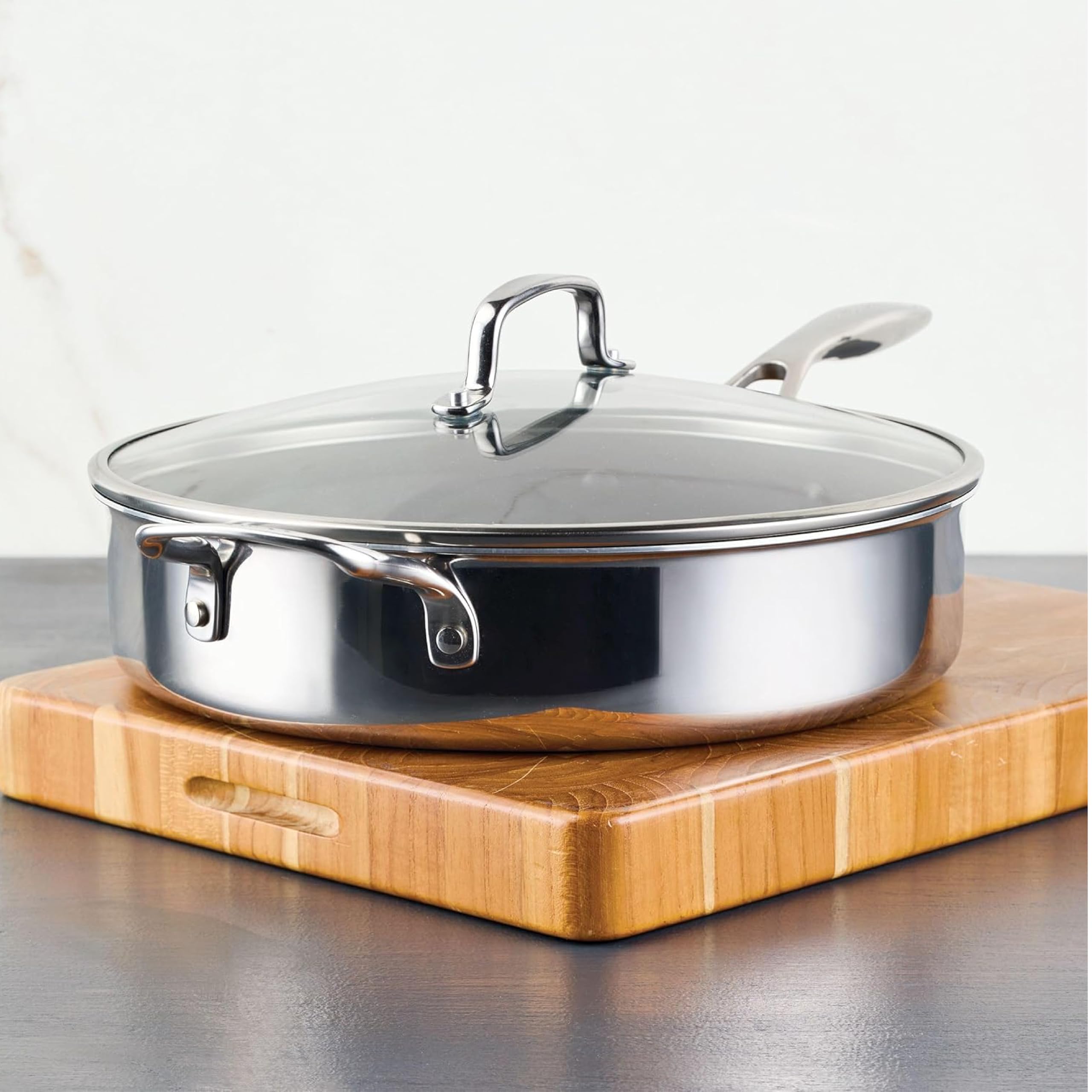 Circulon C1 Series 5-Quart Stainless Steel Nonstick Saute Pan with Lid – Induction Compatible, ScratchDefense Technology, Metal Utensil Safe – Perfect for Searing, Stir-Frying & Everyday Cooking