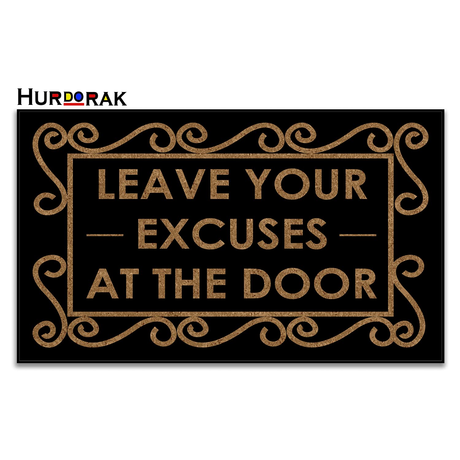 Funny Welcome Doormat - 'Leave Your Excuses at The Door' Non-Slip Indoor/Outdoor Entrance Rug - 18x30 Inch, 6mm Thick Floor Mat for Home Decor - Perfect for Front Door, Porch, Patio & Mudroom Entryway