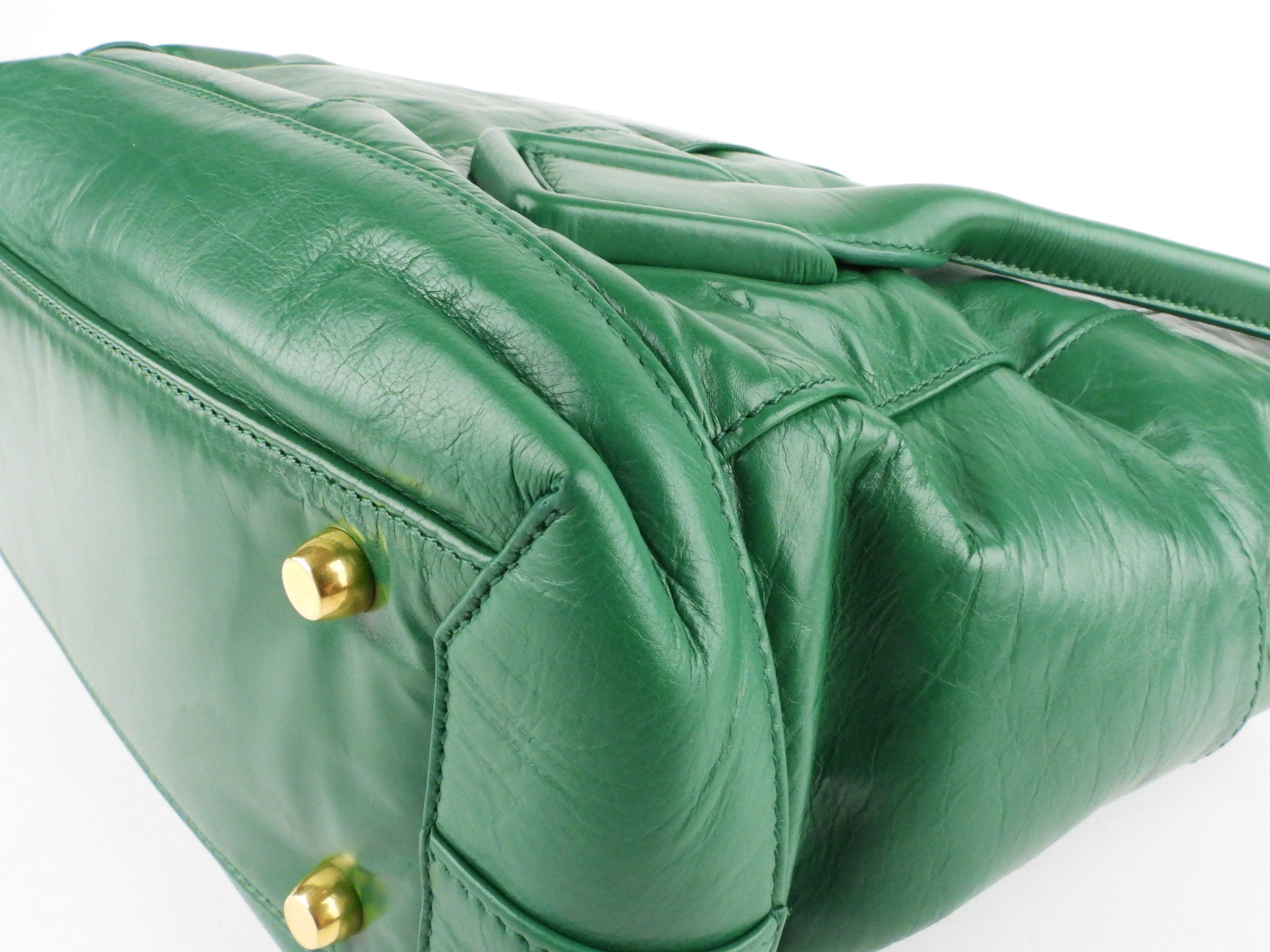 Bottega Veneta Green Intrecciato Glossed Leather Arco Maxi Slouch Tote Bag - Luxury Designer Handbag for Women, Perfect for Work, Travel & Everyday Use
