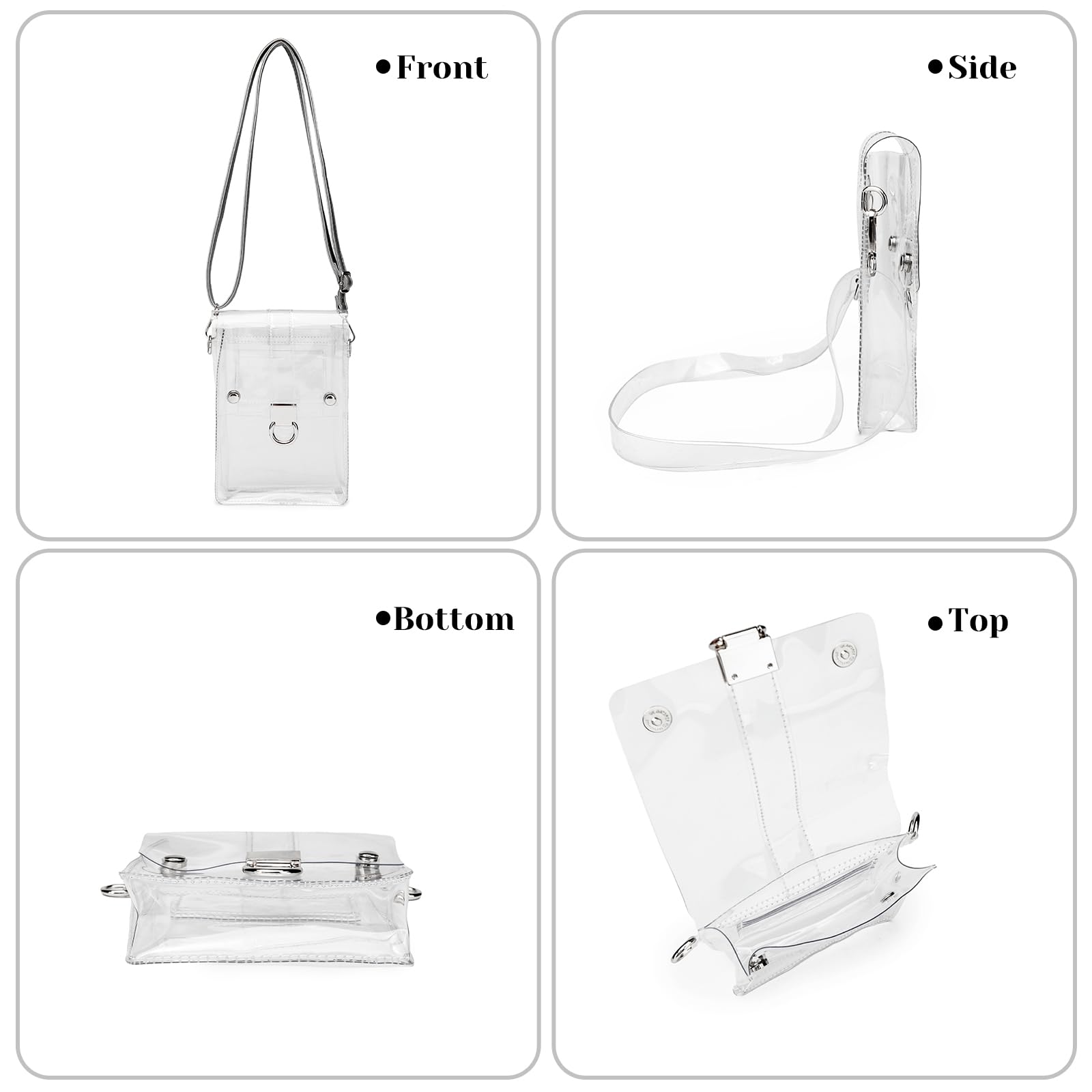 Women's Small Clear Clutch Purse - Crossbody Shoulder Bag with Phone Pocket | PVC Transparent Stadium Approved Handbag for Concerts, Festivals & Travel