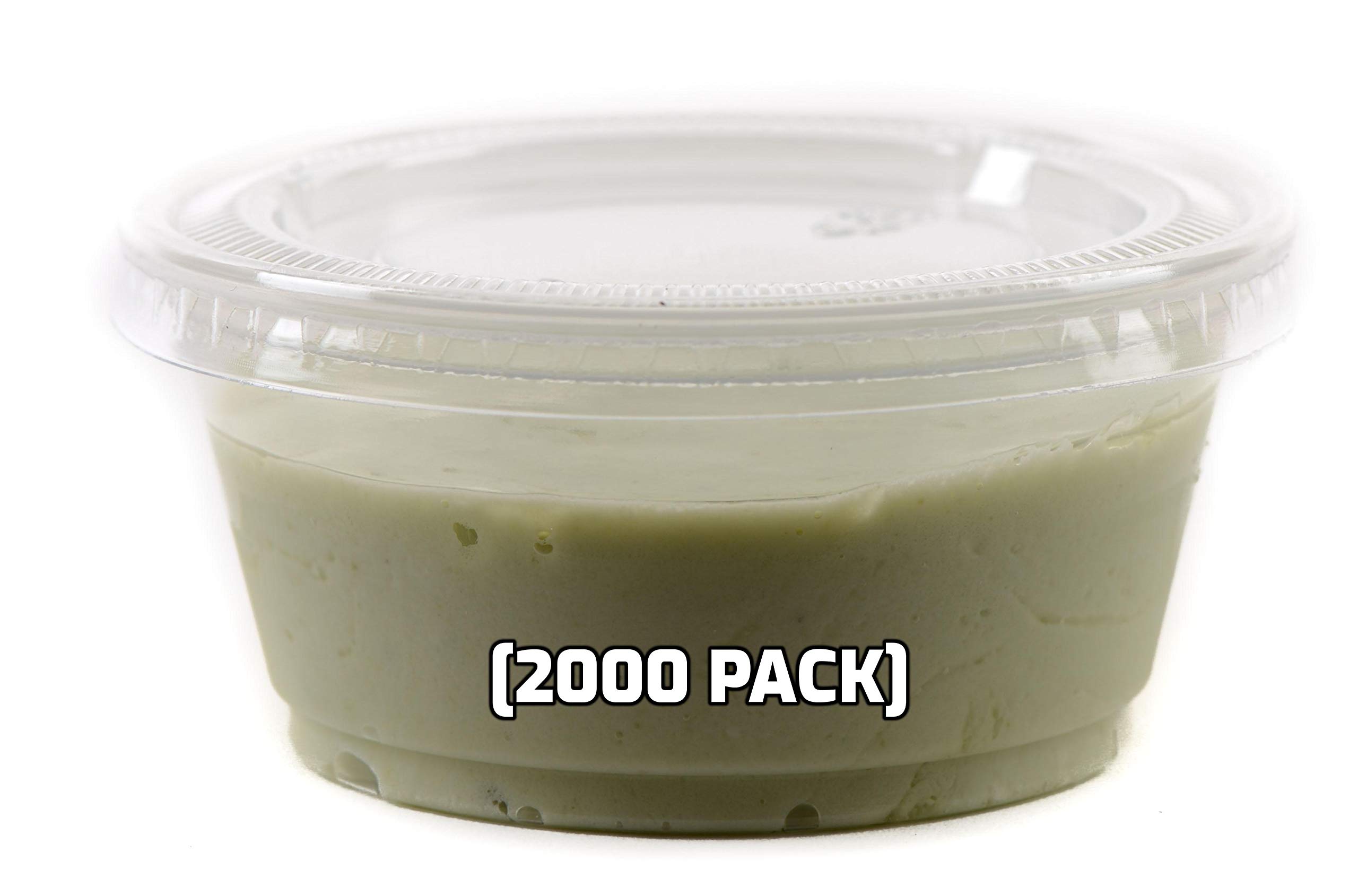 EcoQuality 3.25 oz Clear Plastic Disposable Portion Cups with Lids - 2000 Pack for Jello Shots, Souffle, Condiments, Food Sampling & Party Serving | BPA-Free Leakproof Containers for Catering, Restaurants & Home Use