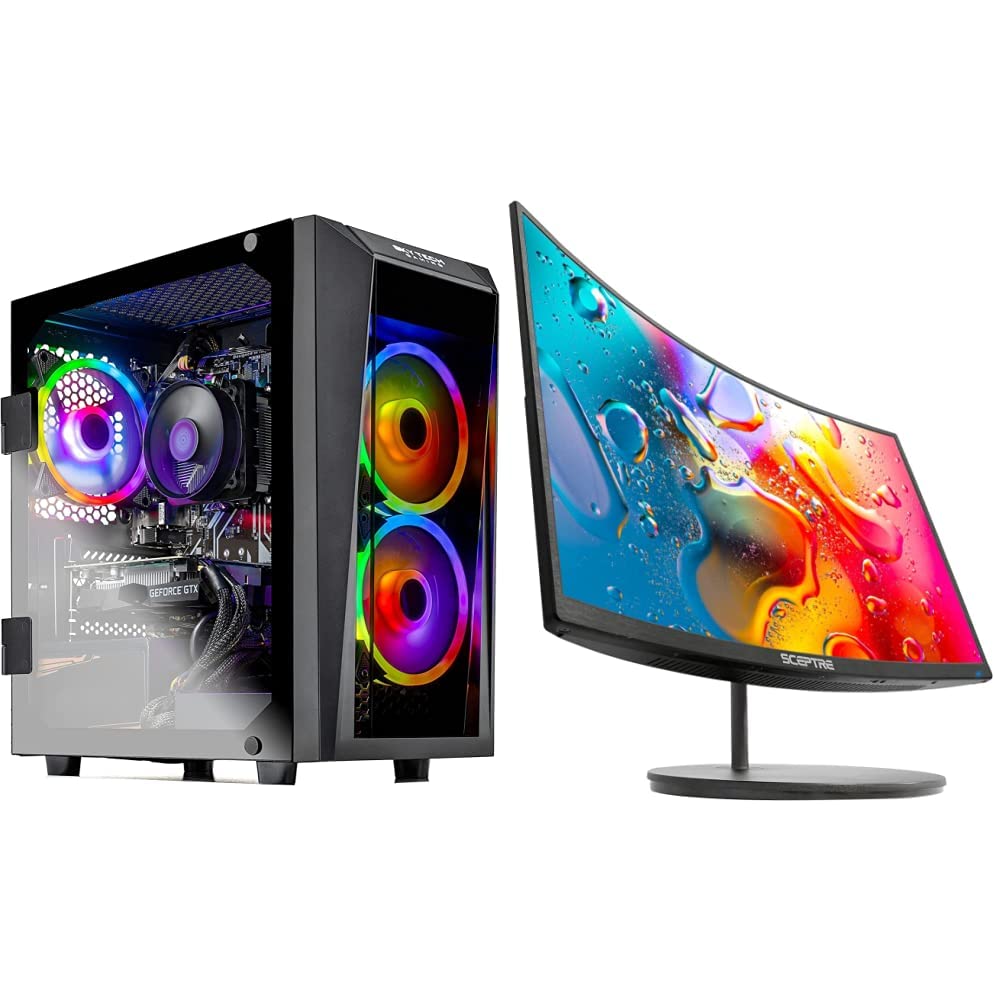Skytech Blaze II Gaming PC Desktop - AMD Ryzen 5 3600, GTX 1660 Super 6GB, 16GB DDR4, 500GB SSD + Sceptre 27
