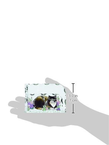 Tiffany Cat Art Glass Business Card Holder - Elegant Office Desk Accessory for Professional Networking & Home Decor