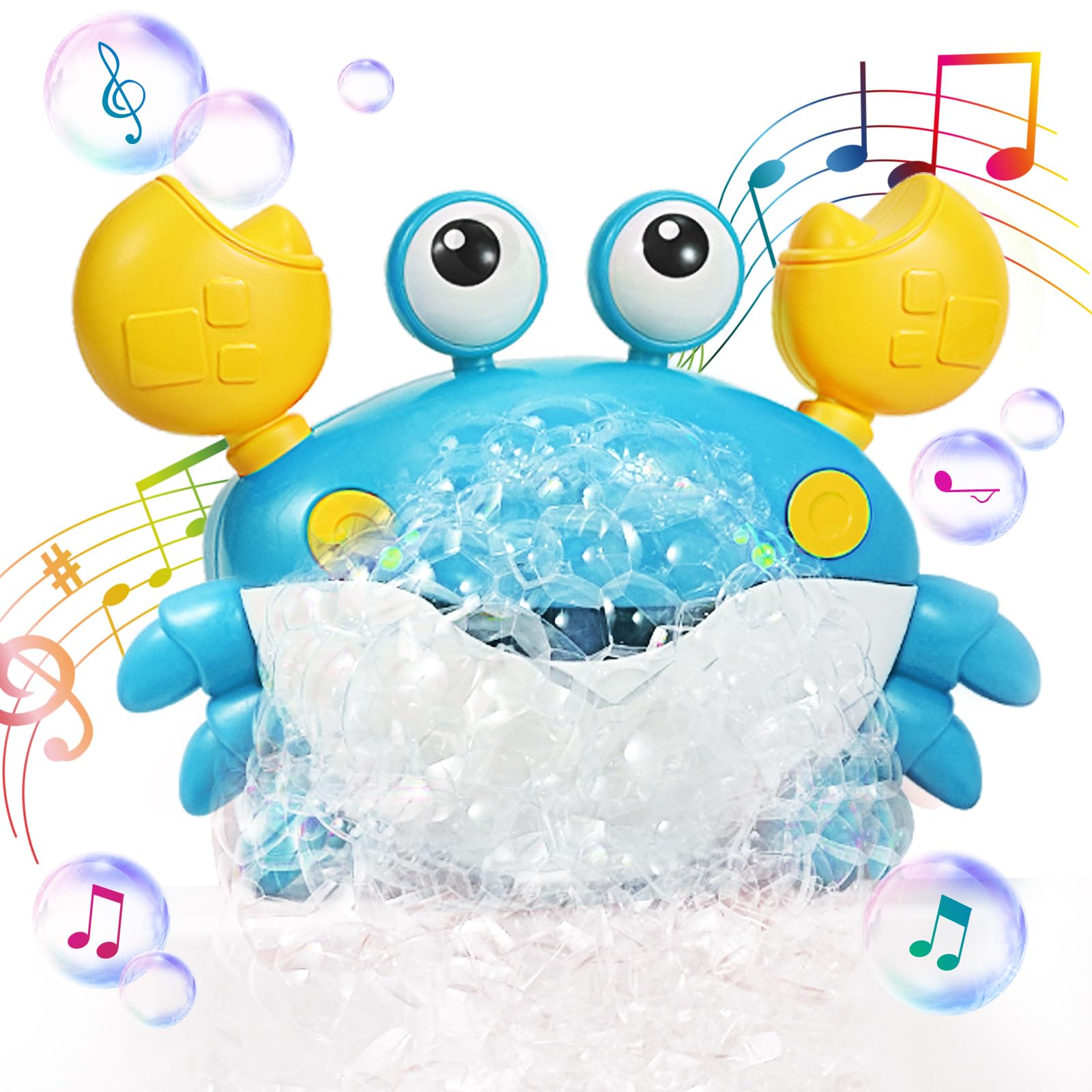 Deejoy Crab Bubble Bath Maker for Kids - Automatic Bubble Blower with 12 Fun Children's Songs, Sing-Along Bath Toy for Toddlers Ages 3+ (Blue) - Perfect Birthday Gift for Boys & Girls, Great for Bathtime Fun and Sensory Play