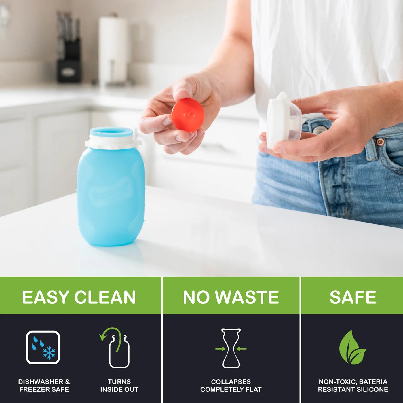 Squeasy Snacker - Reusable Silicone Food Pouch for Kids | BPA-Free, Leak-Proof Baby Food Storage | Perfect for Purees, Yogurt & Snacks On-The-Go | Ideal for Travel, School Lunch & Outdoor Activities