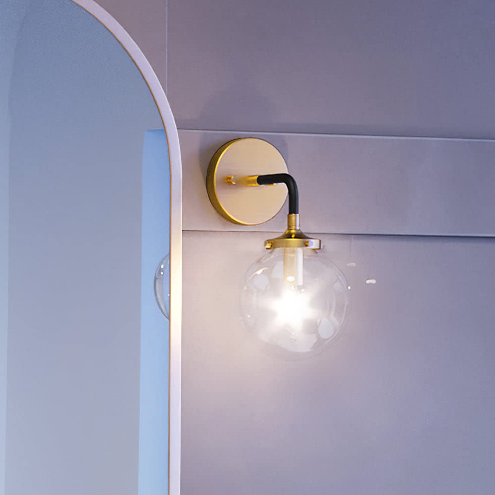 Modern Wall Sconce Light Fixture - 12 Inch Height, 6 Inch Width - Mid-Century Design with Antique Gold & Matte Black Finish - Perfect for Living Room, Bedroom, or Hallway Lighting - UEX2700 from The Lakewood Collection