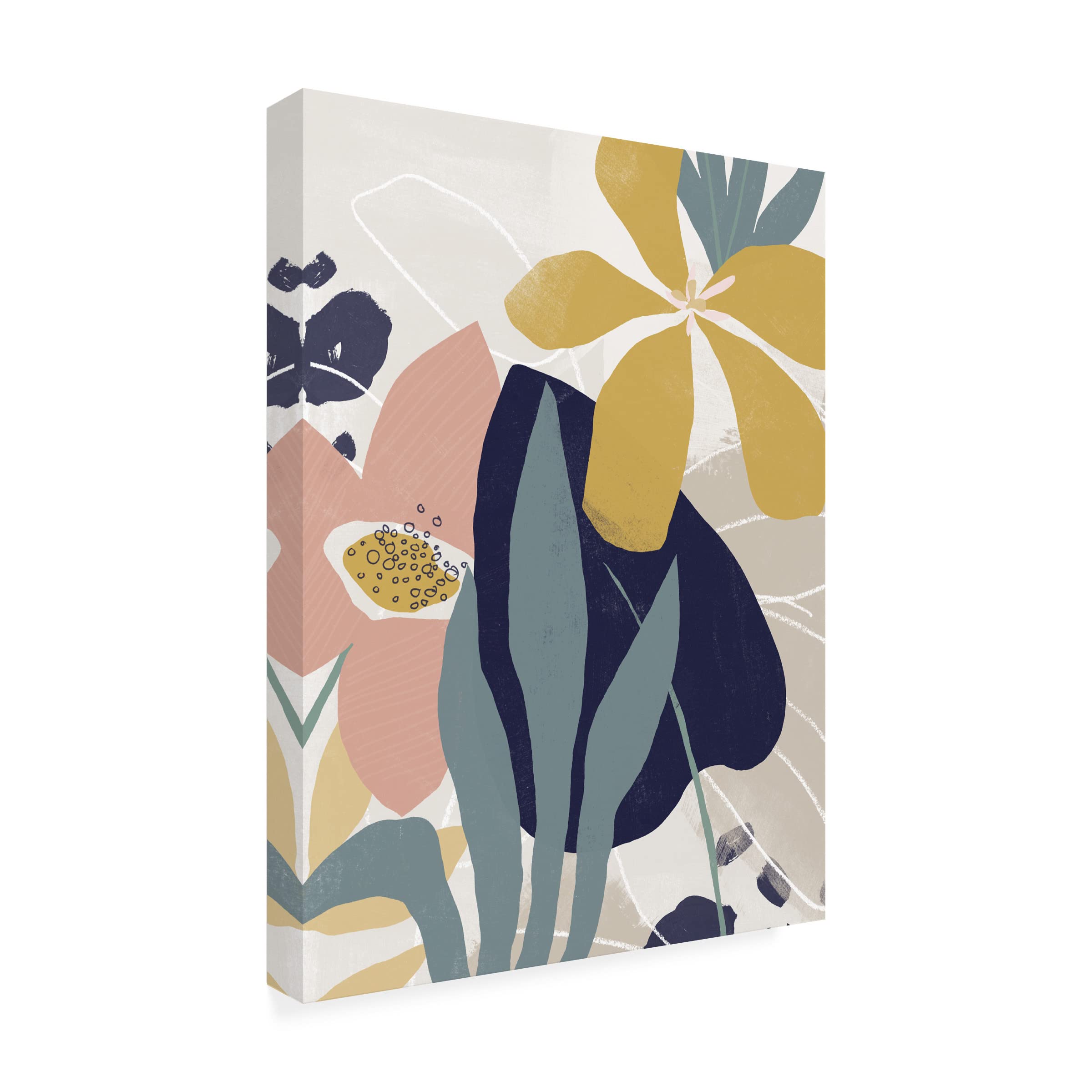 Trademark Fine Art 'Paper Garden I' Canvas Art Print by June Erica Vess - Floral Wall Decor for Living Room, Bedroom & Office