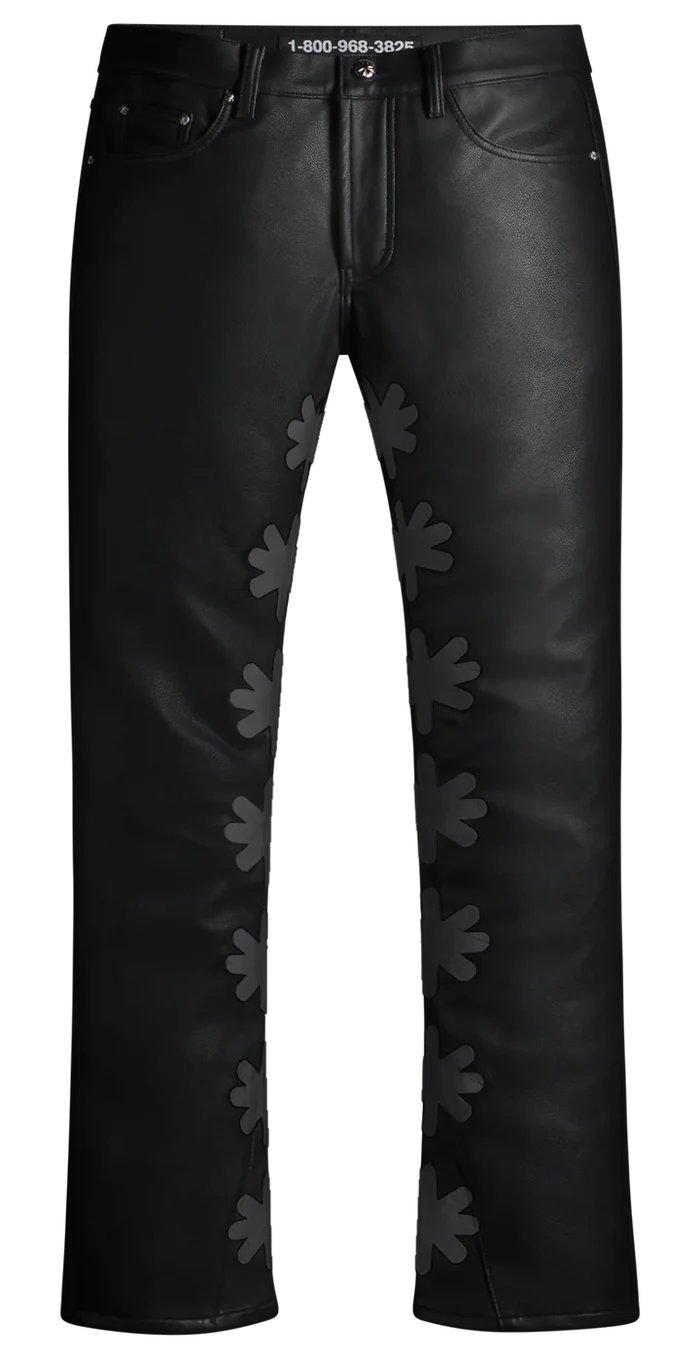 LOST SHDWS Original Leather Pants for Men - Black Genuine Leather Biker Pants for Motorcycle Riding & Urban Streetwear Fashion