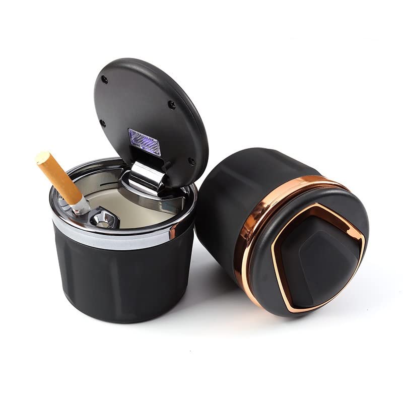 Premium Car Ashtray with Detachable Lighter Set - Blue LED Light Indicator & Lid for Smoke-Free Cars, Home, Office & Travel | Ideal for Smokers on the Go (Color: A)