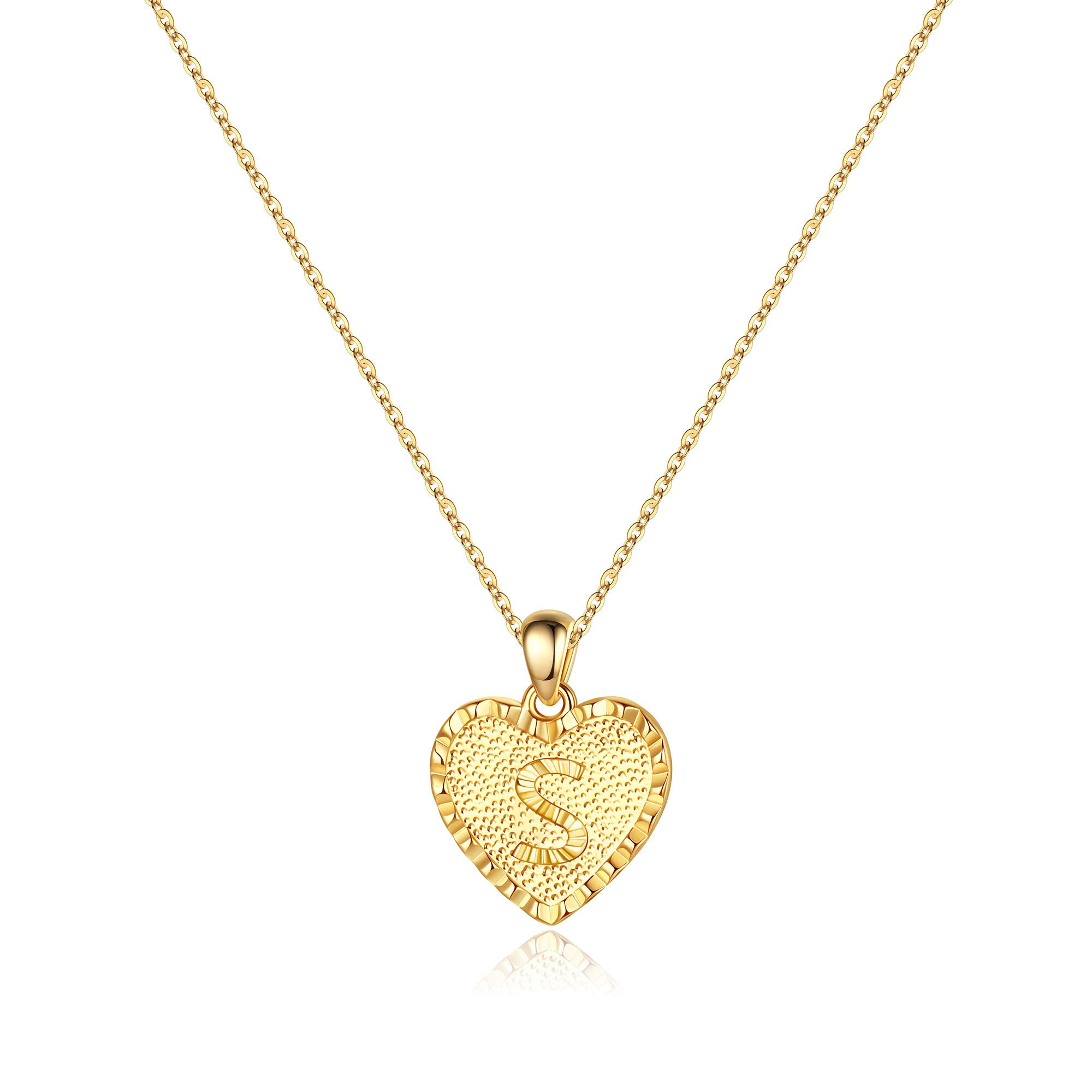 IEFSHINY 14K Gold Filled Heart Initial Necklace for Women - Personalized Dainty Alphabet Pendant, Handmade Engraved Monogram Jewelry Gift | Valentine's Day, Anniversary, Birthday Present for Her
