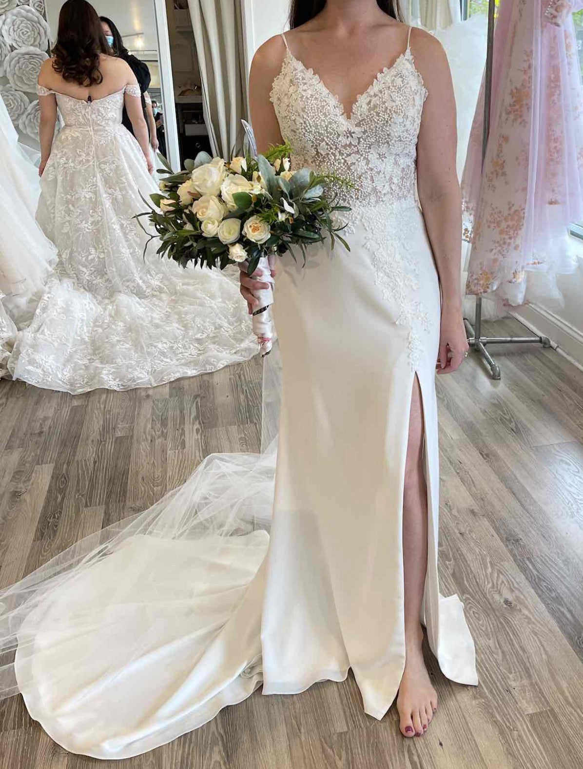 Mikaella 2300 Elegant Lace Wedding Dress for Bride - Perfect for Church, Beach, and Outdoor Ceremonies