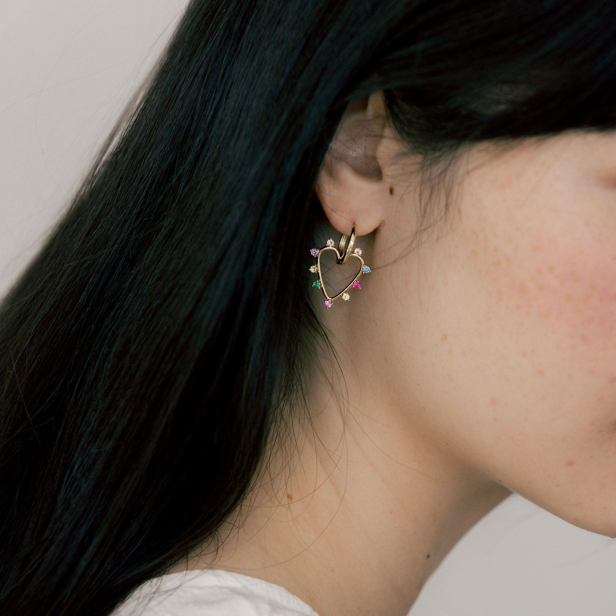 Chapel Heart Hoop Earrings - Sterling Silver Dainty Huggie Hoops for Women - Perfect for Valentine's Day, Anniversary Gifts & Everyday Wear