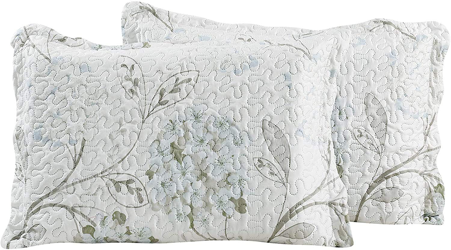 Pinsonic Floral 3-Piece Bedding Set - Queen Size Pastel Marine Quilt Coverlet & Bedspread | Soft Luxury Bedroom Decor for Guest Rooms & Coastal Themed Homes