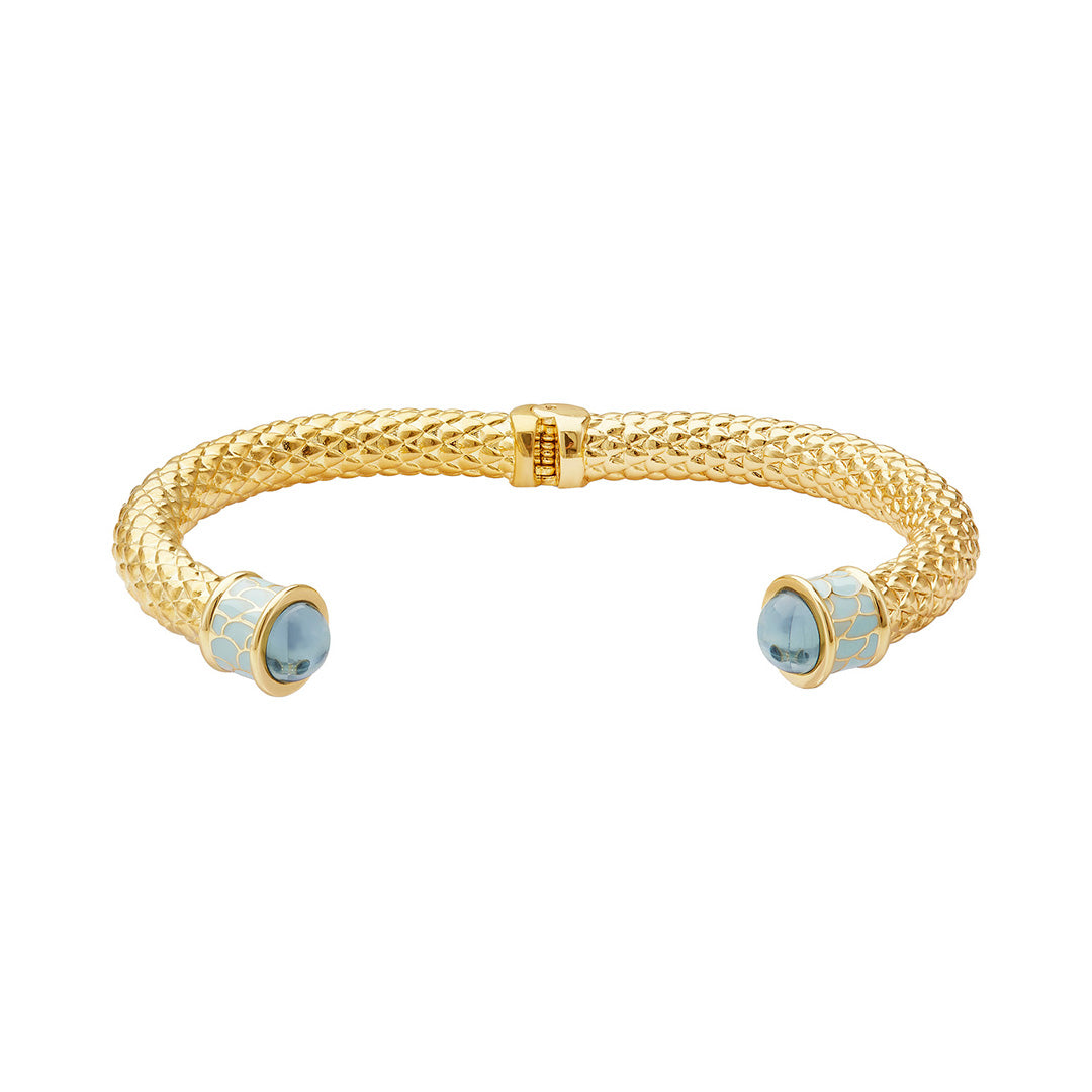 Minoan Hinged Torque Necklace - Aquamarine Blue Statement Jewelry for Women - Perfect for Weddings, Parties & Special Occasions