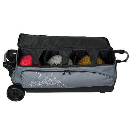 KR Strikeforce Hybrid X Triple Roller Charcoal Bowling Bag - Premium Bowling Accessory for League Play & Tournaments - Perfect for Pro Bowlers & Enthusiasts