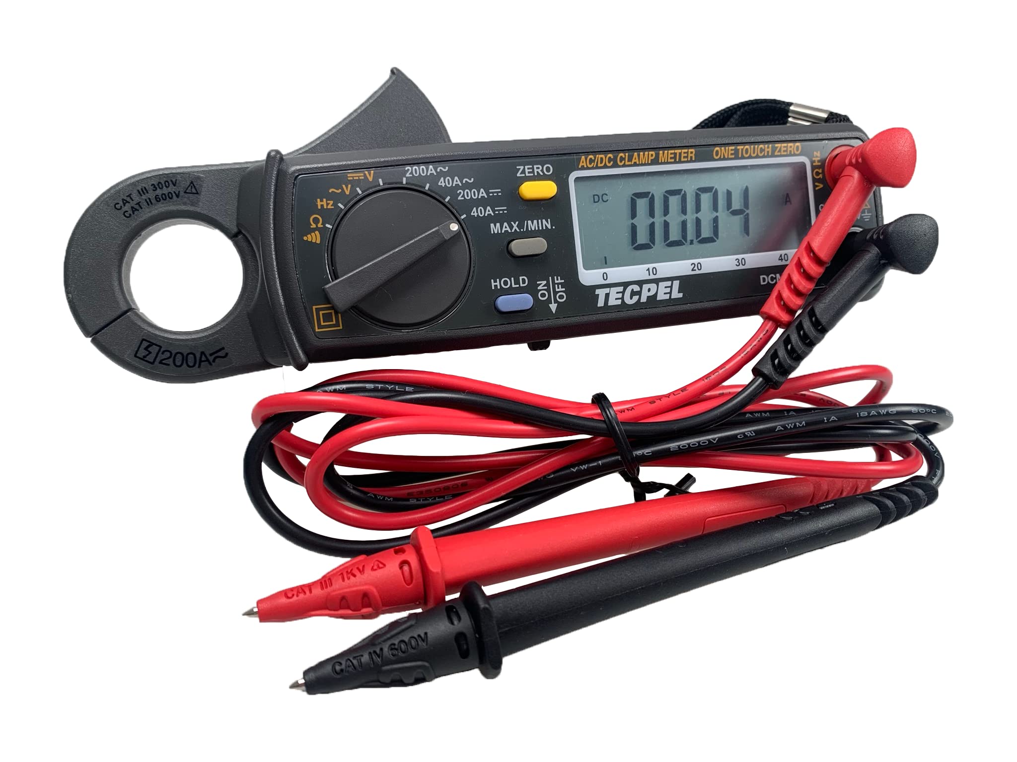 DCM-039 200A AC/DC Clamp Meter with 10mA High Resolution - Perfect for Electrical Testing, HVAC Maintenance, and Automotive Diagnostics