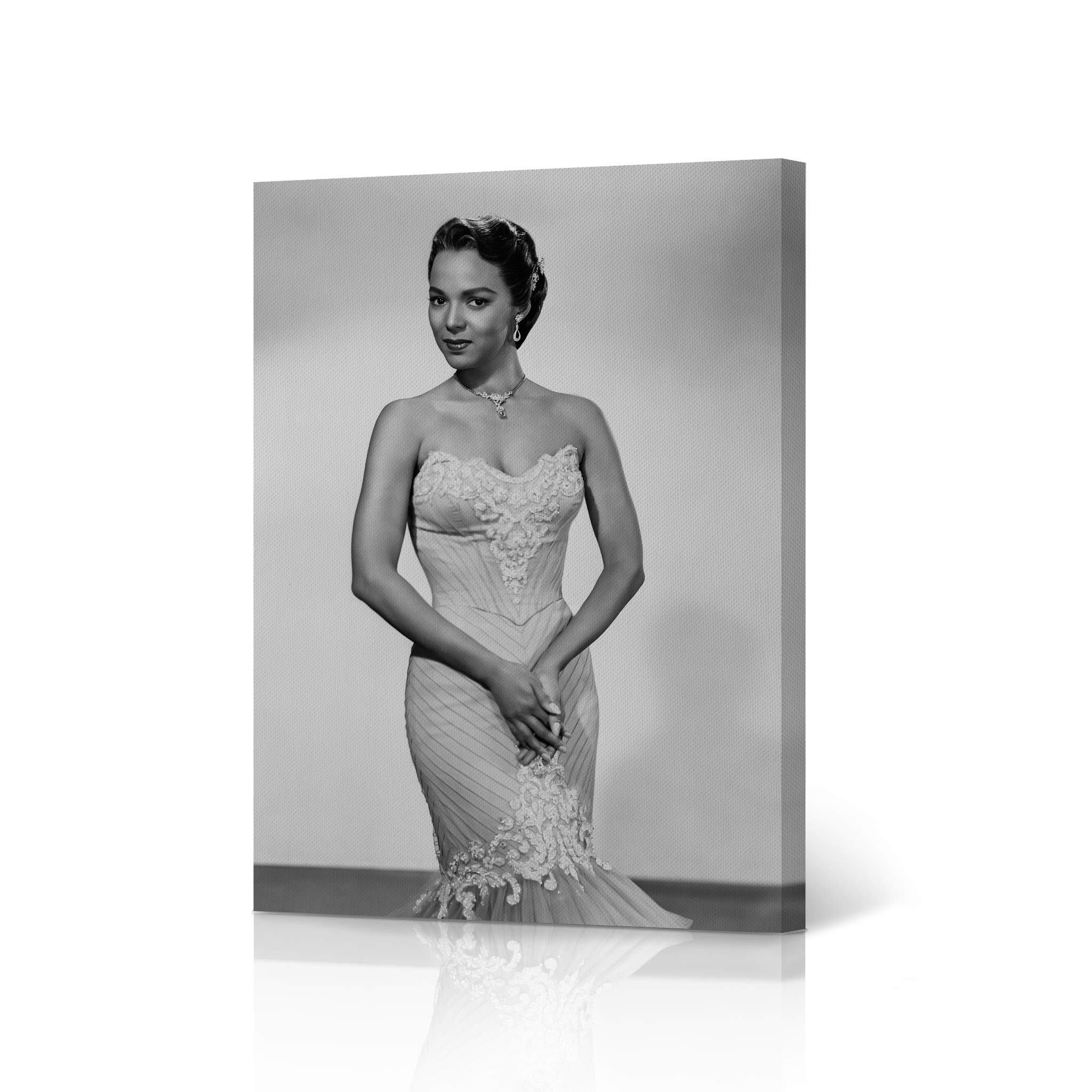 Dorothy Dandridge Portrait Black & White Canvas Wall Art - 36x24 African American Icon Artwork - Vintage Hollywood Decor for Living Room, Bedroom & Office - Made in USA