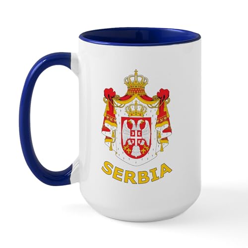 White/Navy Inside - Stylized Serbia Large Mug