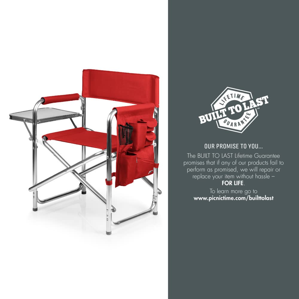PICNIC TIME NCAA California Bears Folding Sports Chair with Side Table - Portable Beach & Camping Chair for Adults - Perfect for Tailgating, Outdoor Events & Picnics