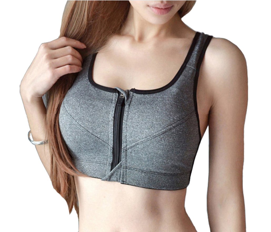 High Impact Sports Bra for Women - Zipper Front Racerback Workout Bra with Padded Support & Adjustable Straps | Yoga, Running, Gym & High-Intensity Training