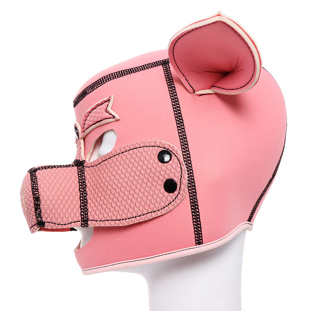 Neoprene Piggy Hood Full Face Mask - Pink Animal Head Costume for Cosplay, Halloween, Parties & Festivals - Soft & Comfortable Piggy Head Masks for Adults & Kids