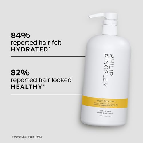 PHILIP KINGSLEY Body Building Weightless Volumizing Conditioner for Fine Limp Hair - Hydrating Thickening Treatment Adds Shine & Volume - 33.8oz for Short Flyaway Hair - Perfect for Daily Use & Styling