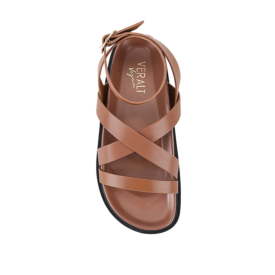 Brianna Comfortable Footbed Sandals for Women - Cognac Brown Leather | Perfect for Beach, Vacation & Summer Outfits