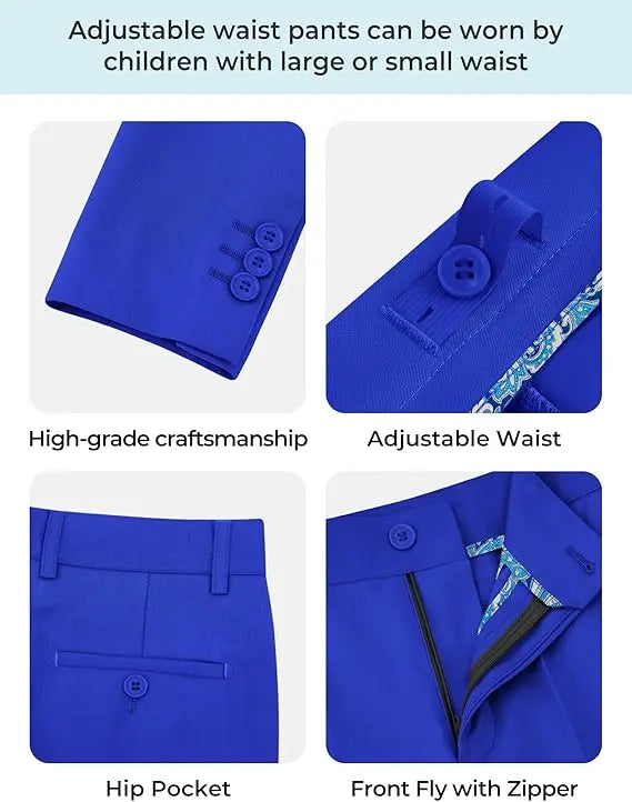 Royal Blue Boys Suit 5-Piece Set | Premium Quality Made in Canada | Perfect for Weddings, Parties & Formal Events