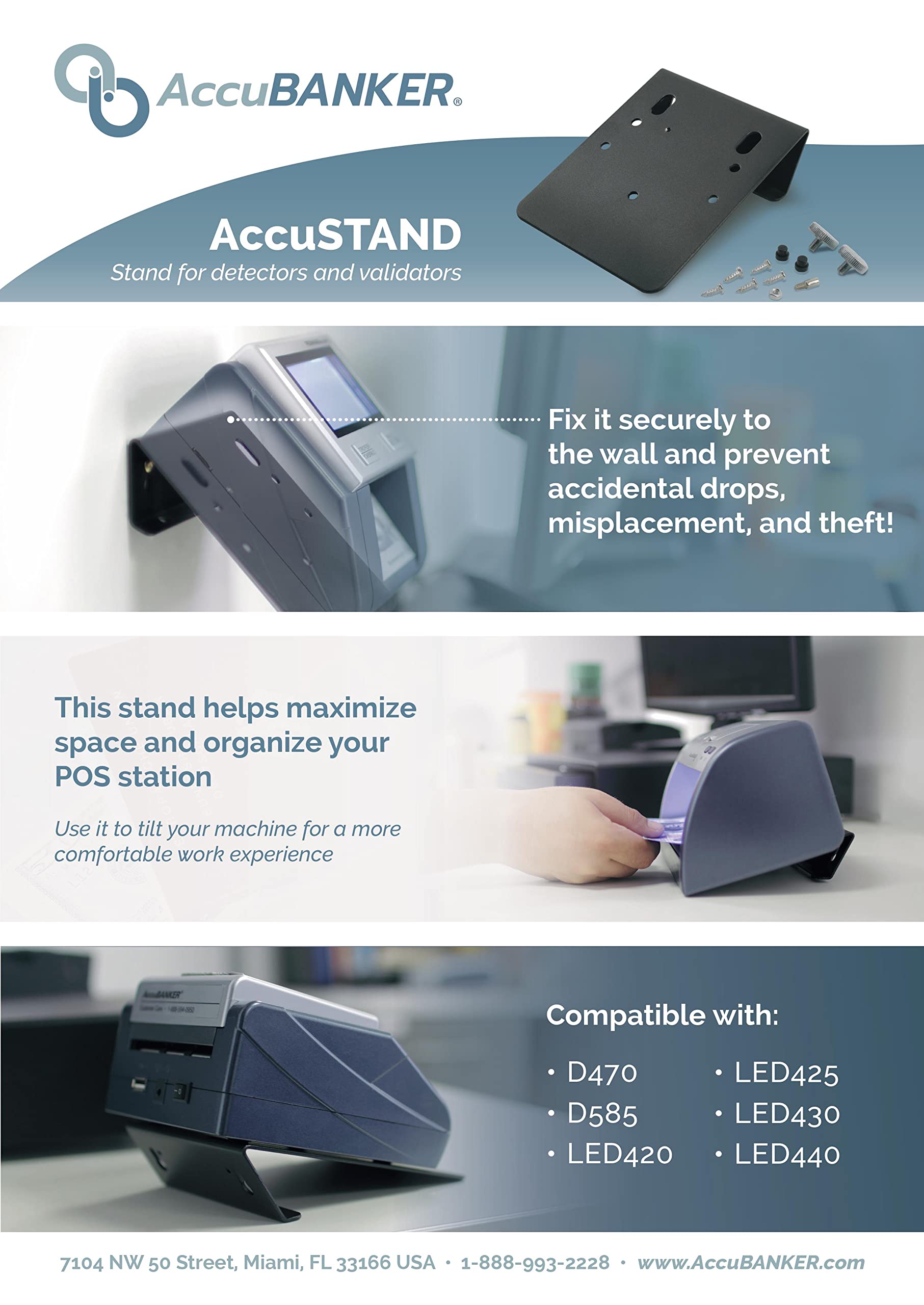 AccuBANKER D585 Multi-Scanix Counterfeit Money Detector with AccuSTAND - Multi-Directional Bill Feeder, UV/MG/IR Detection for USD, EUR, GBP, Visual & Audio Alarms - Perfect for Banks, Retail Stores, and Cash-Intensive Businesses
