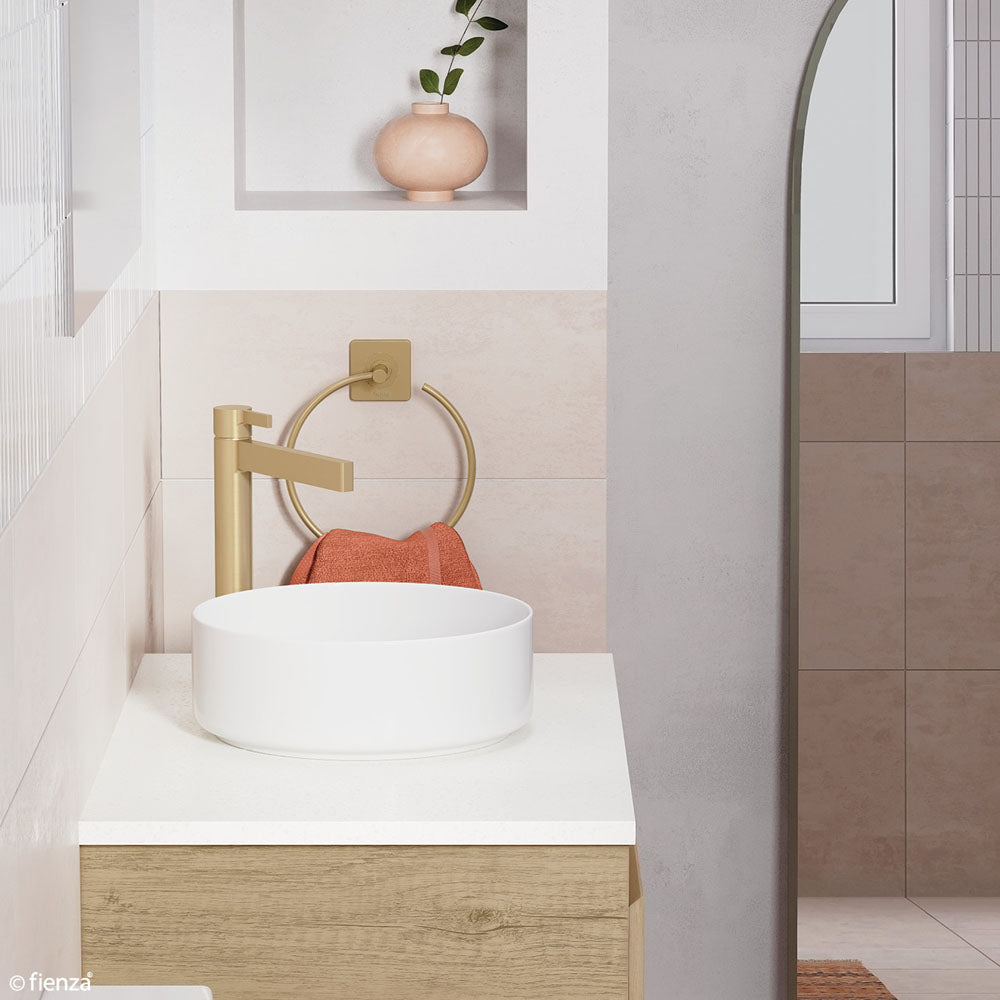 Fienza RB3280 Reba 310mm White Mini Above Counter Bathroom Sink - Perfect for Small Bathrooms, Powder Rooms & Vanities