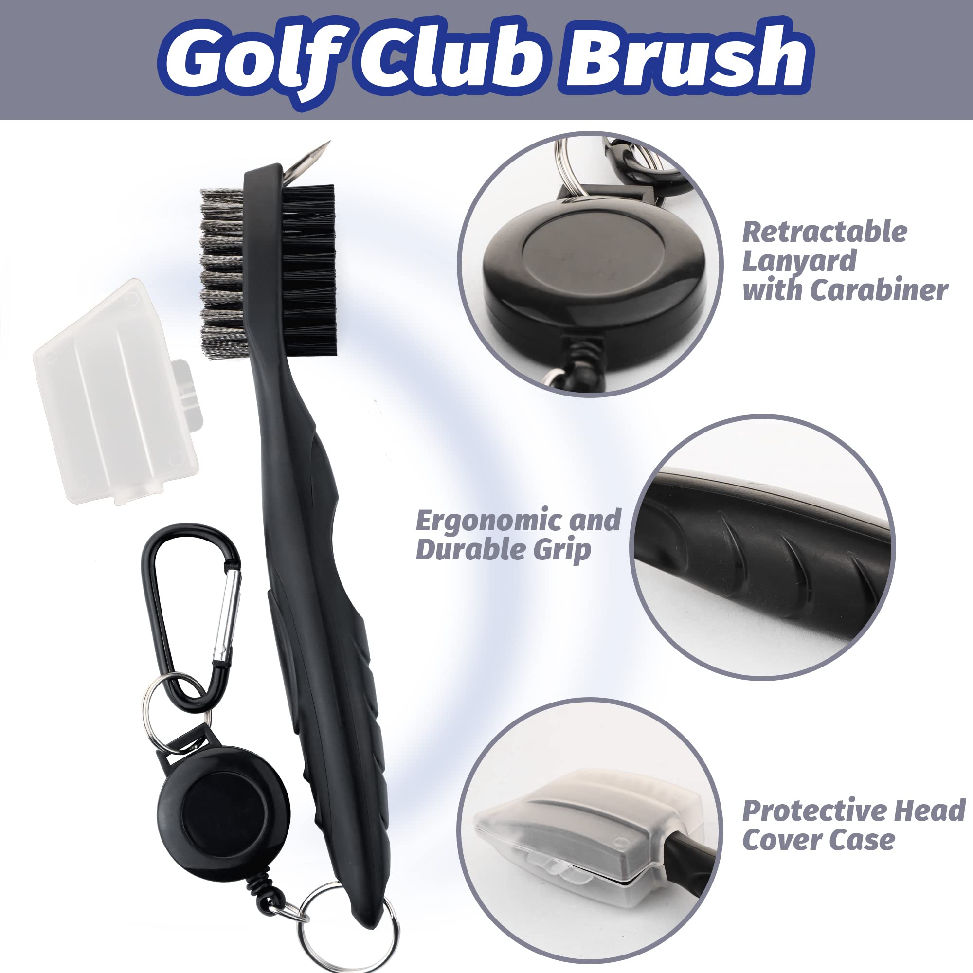3-in-1 Golf Club Cleaning Kit with Microfiber Towel, Club Brush & Divot Tool | Premium Golf Accessories for Men & Women | Perfect for Driving Range, Course & Practice Sessions