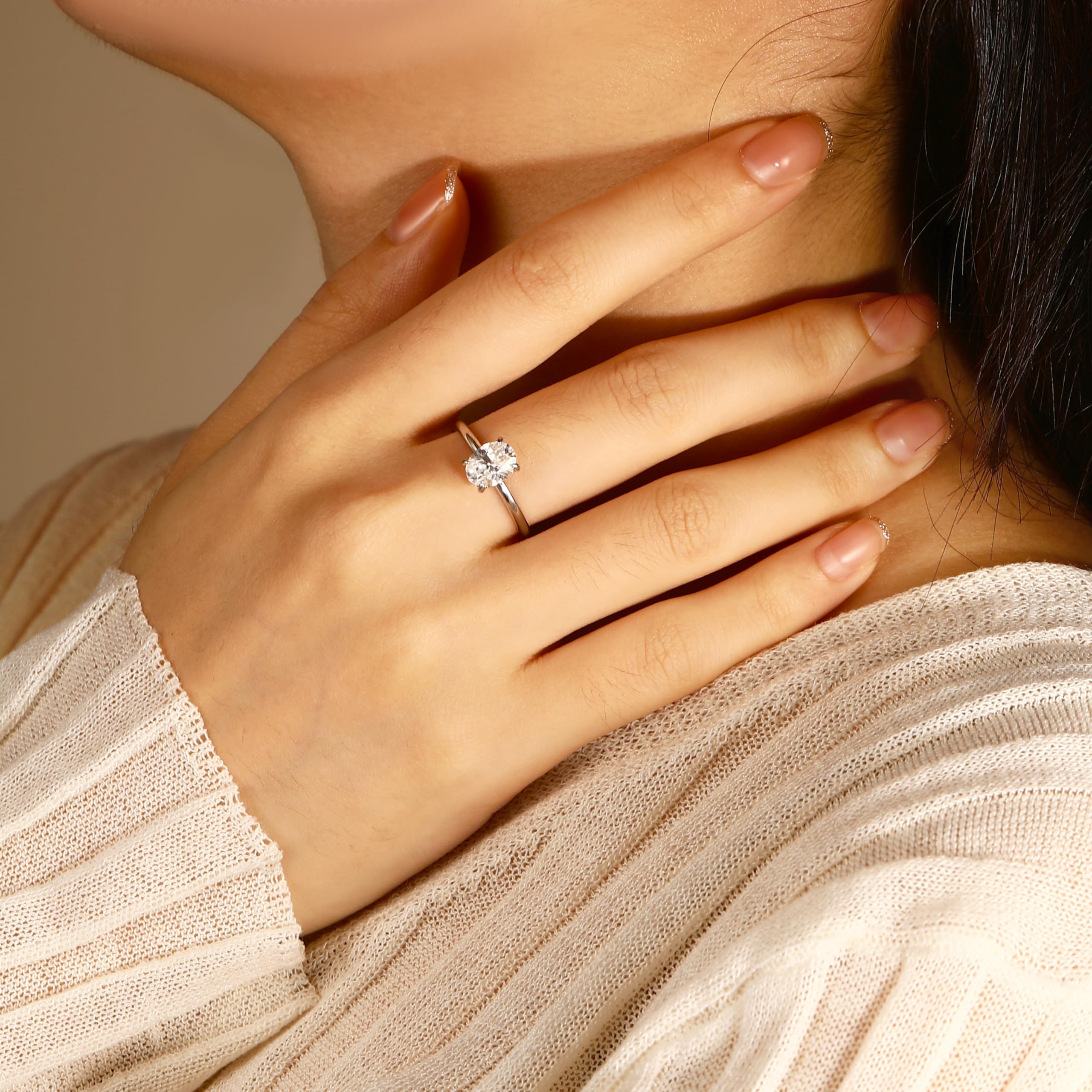 Moissanite Engagement Ring for Women - Sterling Silver D Color VVS1 Moissanite Wedding Band - Perfect Promise Ring for Her - Ideal for Proposals, Anniversaries & Special Occasions