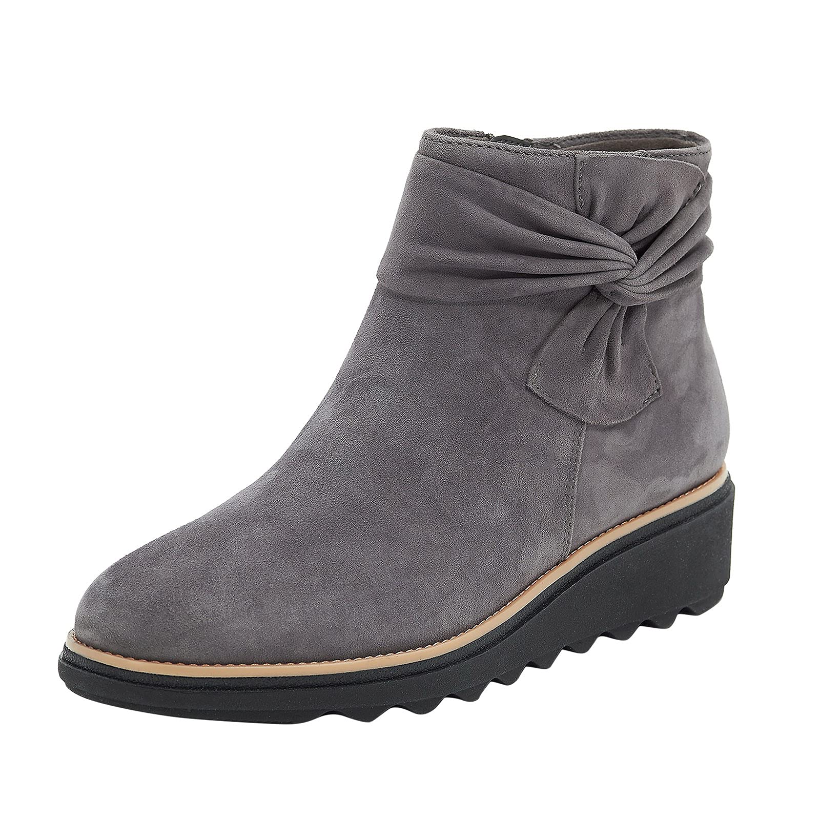Aniywn Women's Platform Wedge Boots - Comfortable Low Wedge Heel Ankle Booties with Side Zipper | Winter Outdoor Shoes for Women | Perfect for Casual Wear, Office, and Winter Outfits