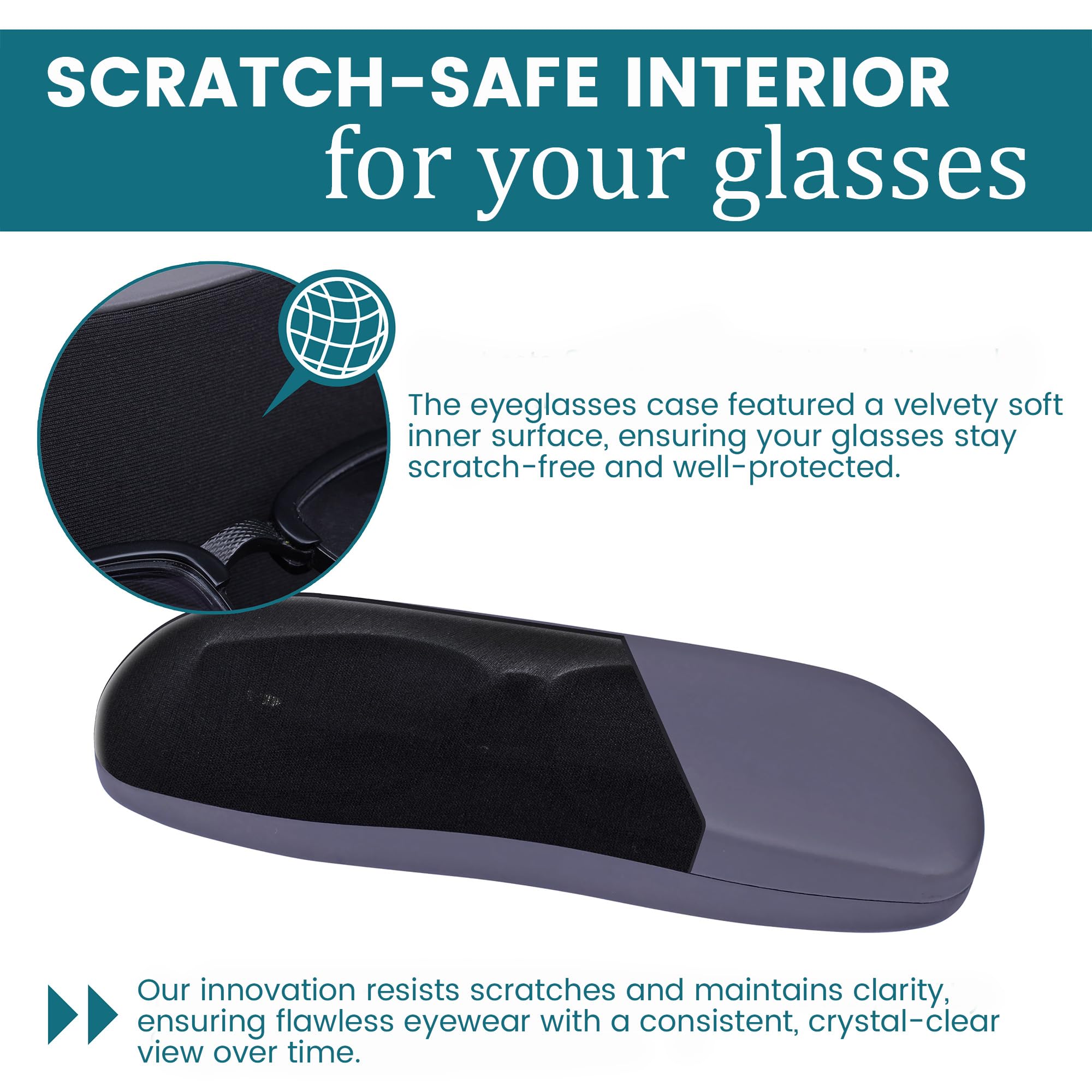 Thin & Slim Hard Shell Glasses Case - Stainless Steel with Vegan Leather - Modern Professional Eyeglass Holder for Men & Women - Perfect for Travel, Office & Daily Use