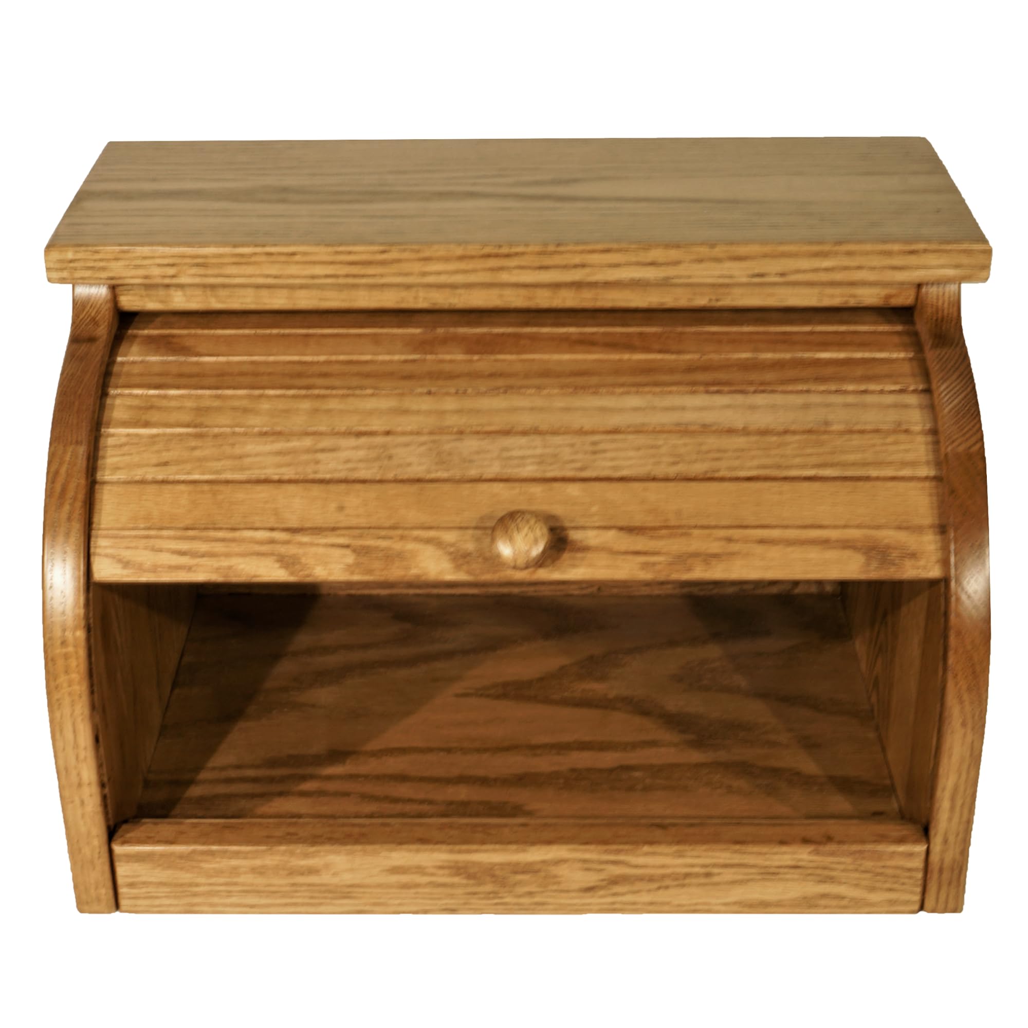 Amish USA Made Solid Oak Bread Box - Large Kitchen Countertop Bread Holder with Chestnut Finish | Perfect for Storing Bread, Baguettes, and Pastries on Your Counter