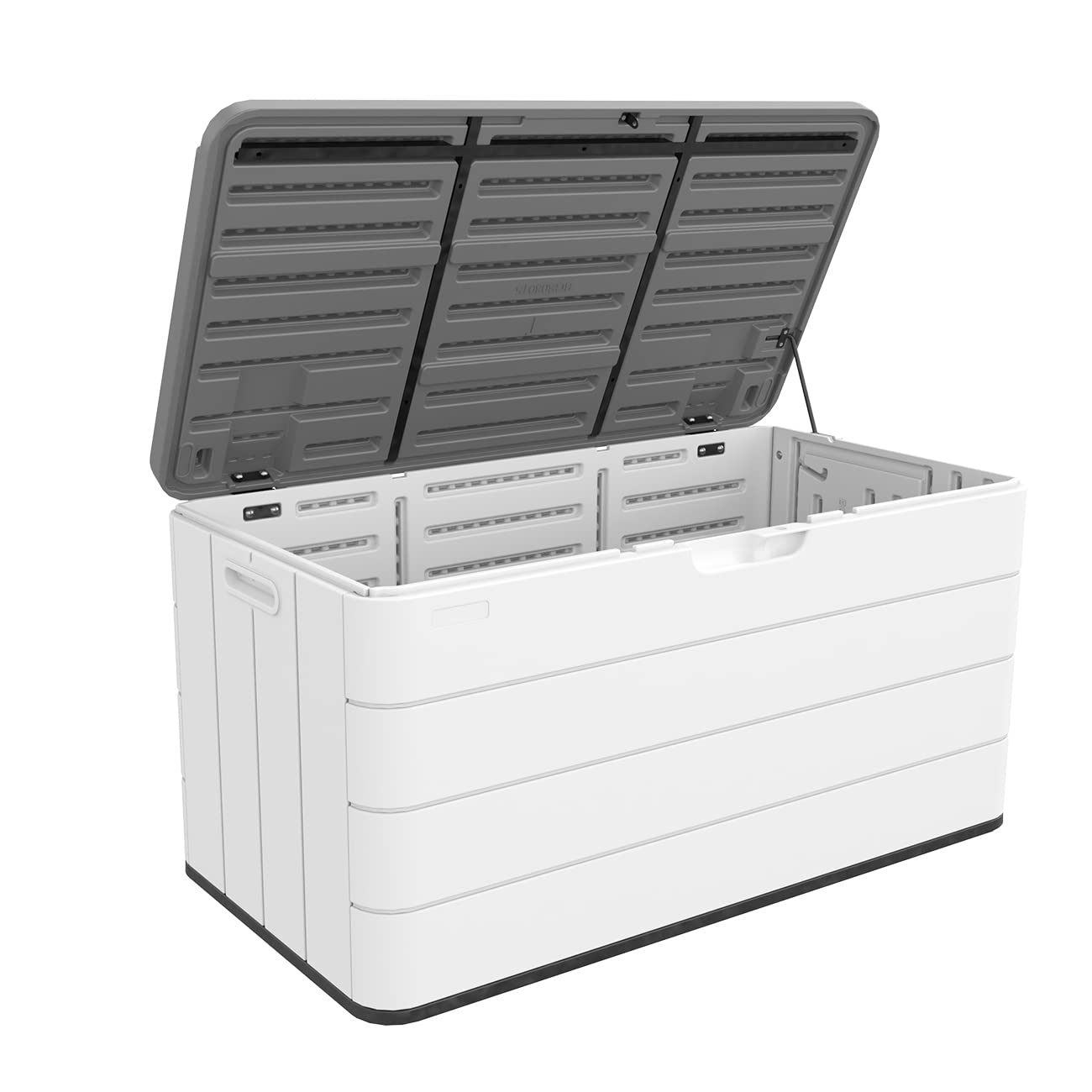 85 Gallon Resin Deck Box with Lock - Large Waterproof Outdoor Storage Container for Patio Cushions, Garden Tools & Pool Toys | Durable Storage Bench for Backyard, Deck & Poolside Organization
