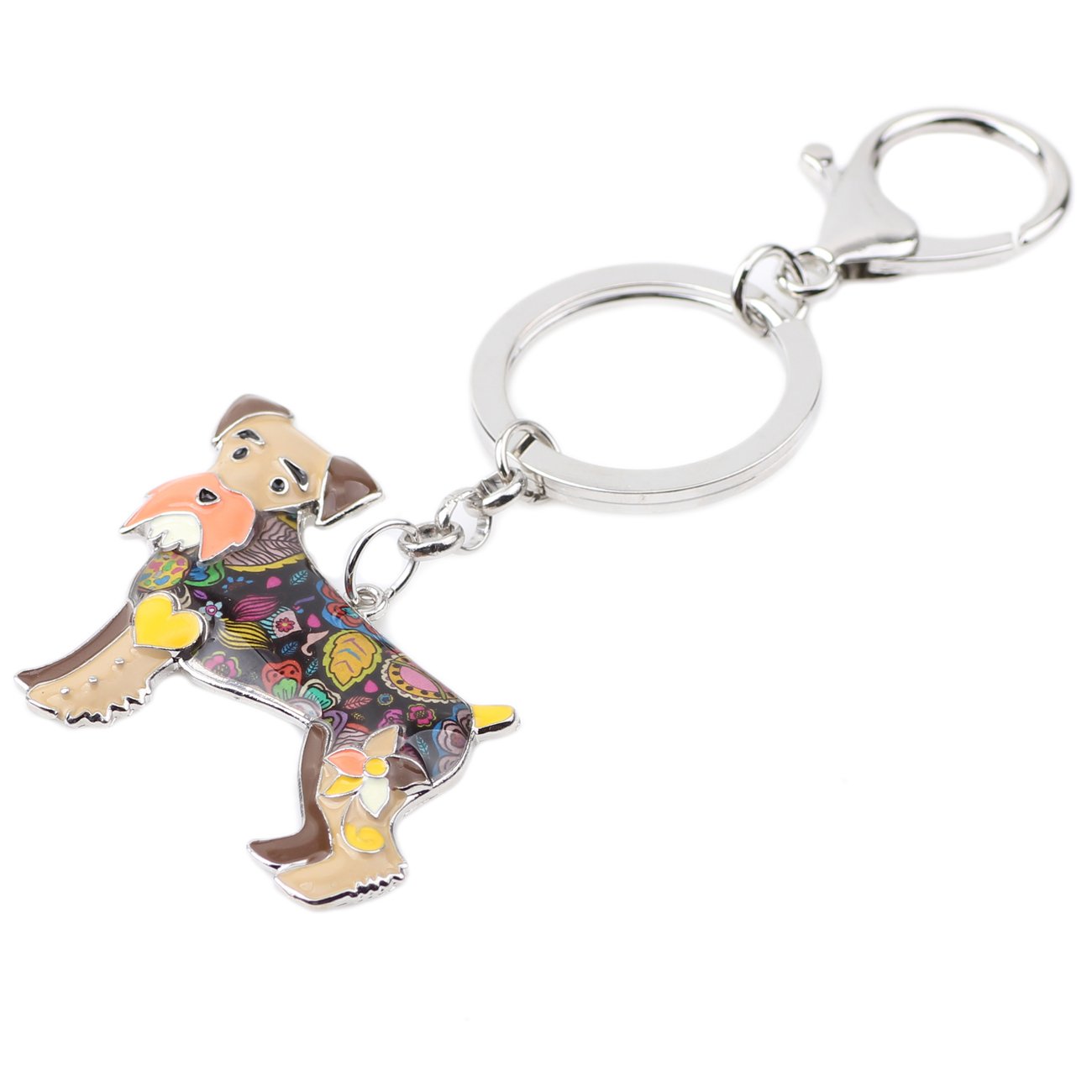 BONSNY Enamel Heart Dog Keychain - Cute Schnauzer Keyring for Women, Car Accessory & Gift for Dog Lovers | Perfect for Keychains, Backpacks, Gifts & Car Decor