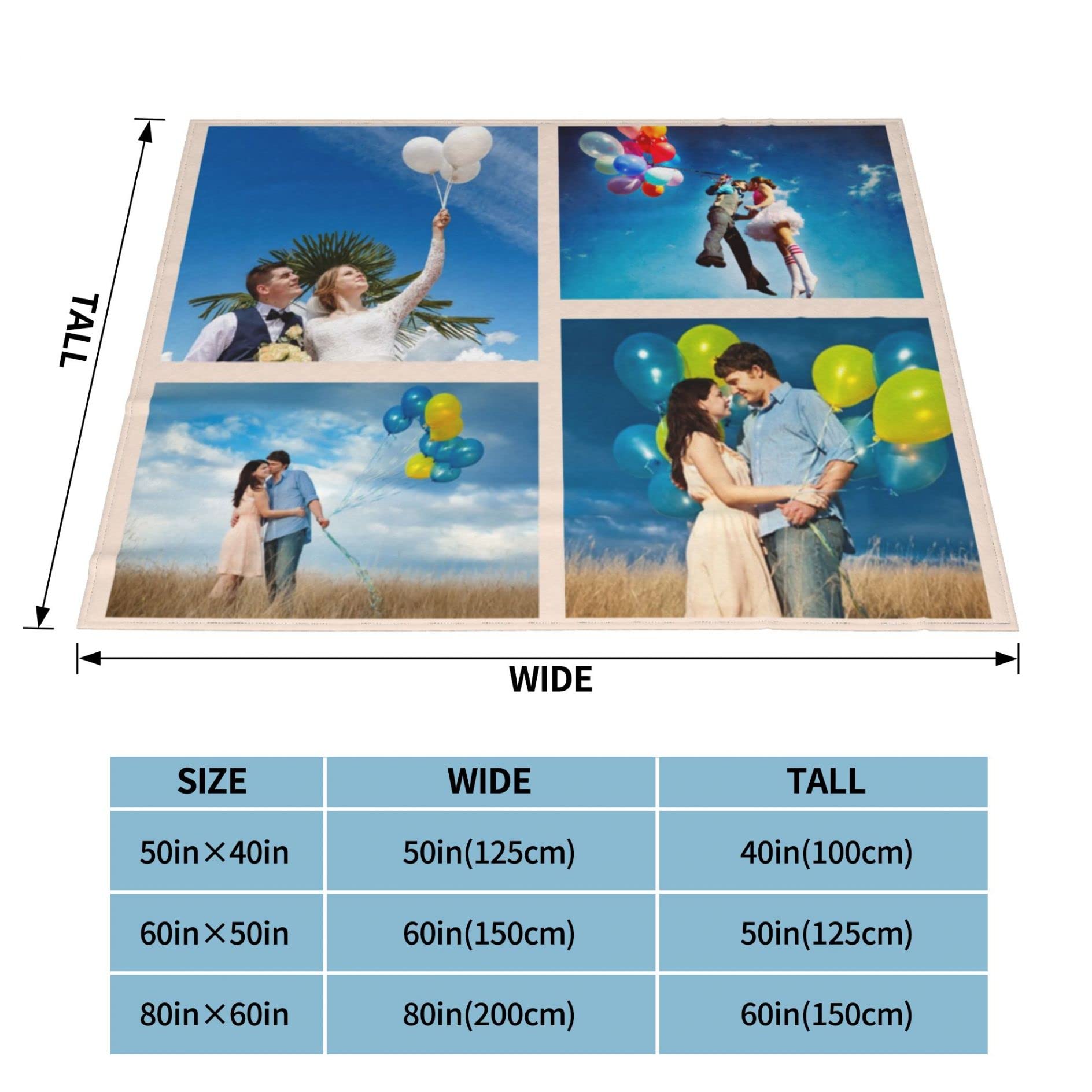 Custom Photo Collage Fleece Blanket - Personalized Gift for Her, Him, Dad, Mom, Grandma & Grandpa - Soft Travel Memory Throw Blanket with 4 Photos - Perfect for Anniversaries, Birthdays & Family Reunions