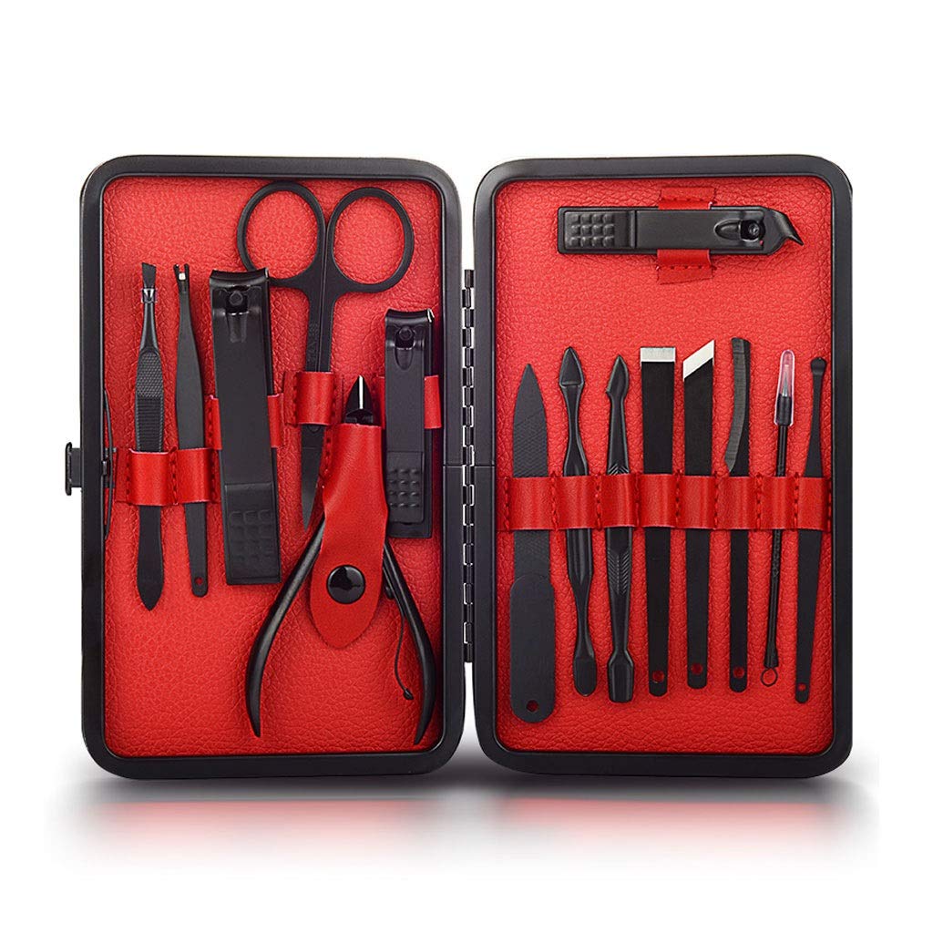 Premium Stainless Steel Nail Clippers Set - Sharp Toenail & Fingernail Trimmer for Men & Women | Portable Manicure Pedicure Kit with Travel Case | Home, Salon & Travel Essential (Red)