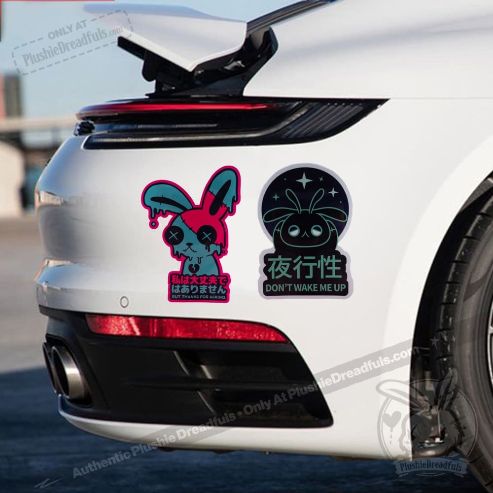 Plushie Dreadfuls Insomnia Core Car Decals - Cute Stickers for Car Windows, Laptops & Water Bottles - Perfect for Anime Fans & Kawaii Decor
