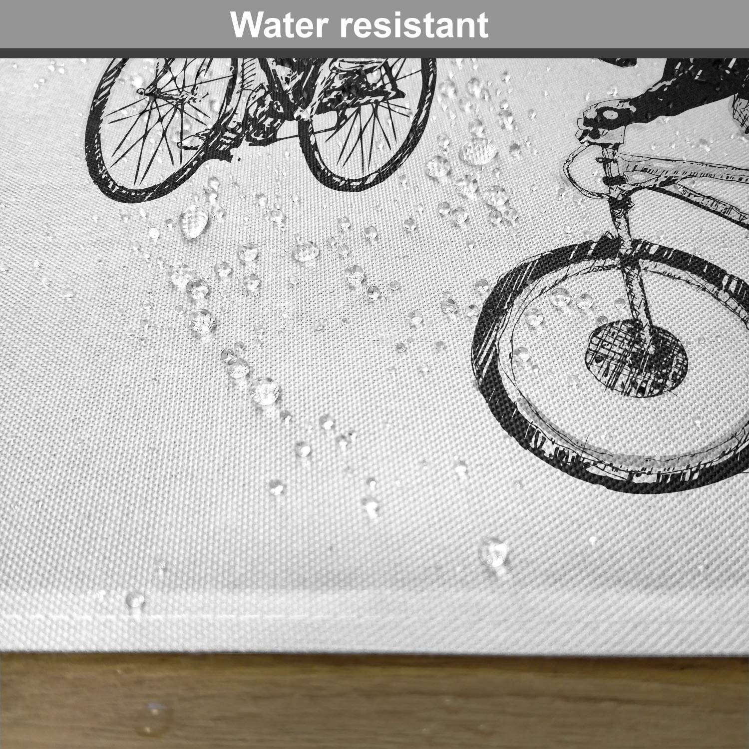 Ambesonne Sketchy Place Mats Set of 4 - Hand Drawn Cyclists Bicycle Design with Tour De France Theme, Washable Fabric Table Mats for Dining Room & Kitchen Decor in Black and White | Perfect for Cycling Enthusiasts, French-Themed Dinners & Outdoor Dining Events