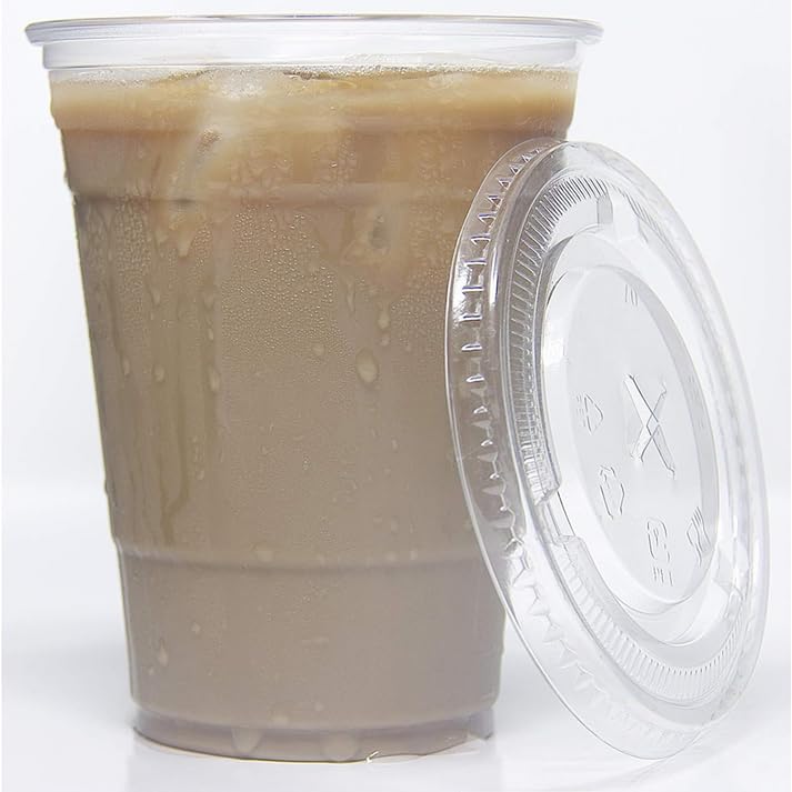 16oz Clear Plastic Pet Cups with Flat Lid & Straw - 100% Recyclable & Eco-Friendly - Ideal for Smoothies, Iced Coffee, Bubble Tea, and Cold Beverages - Bulk Pack of 1000 - Perfect for Cafes, Juice Bars, and Takeout Drinks