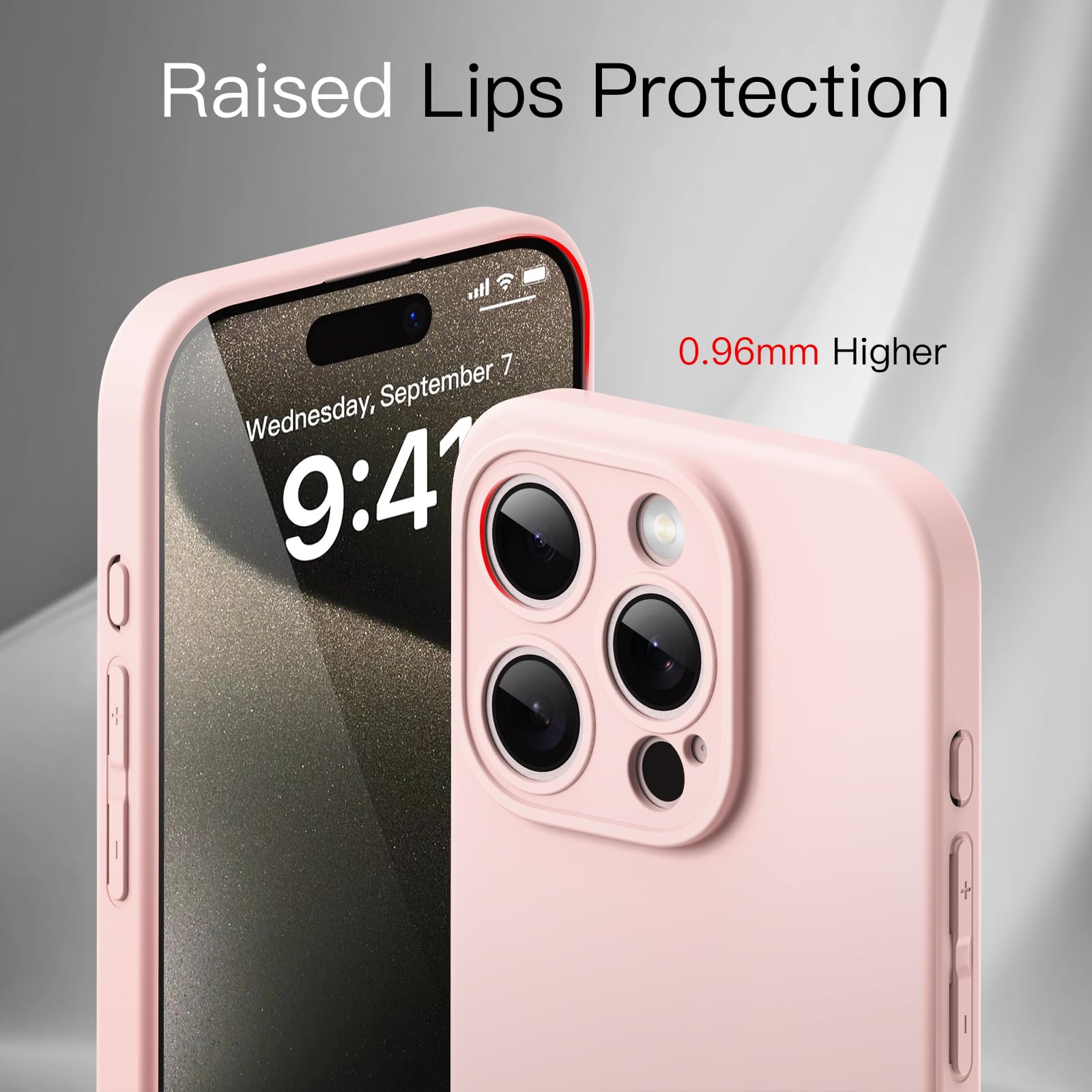 JETech Ultra-Thin Slim Case for iPhone 15 Pro 6.1-Inch - Matte Finish Minimalist Protective Cover with Full Camera Lens Protection (Pink) - Perfect for Everyday Use, Travel & Work
