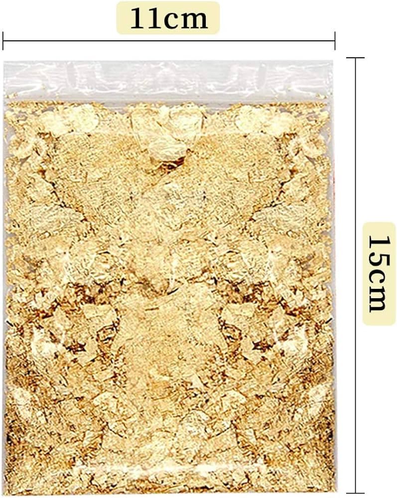 Premium 30g Gold, Silver & Copper Foil Flakes for DIY Crafts - A.S.K 3 Bottle Set with Tweezer | Perfect for Cake Decorating, Nail Art, Resin Jewelry & Home Decor