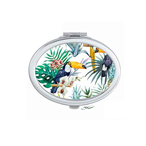 DIYthinker Watercolor Toucan & Pineapple Parrot Design Portable Folding Mirror - Double-Sided Hand Mirror for Makeup, Travel, and Home Decor | Compact Vanity Mirror for Purse, Dorm & Gift Ideas