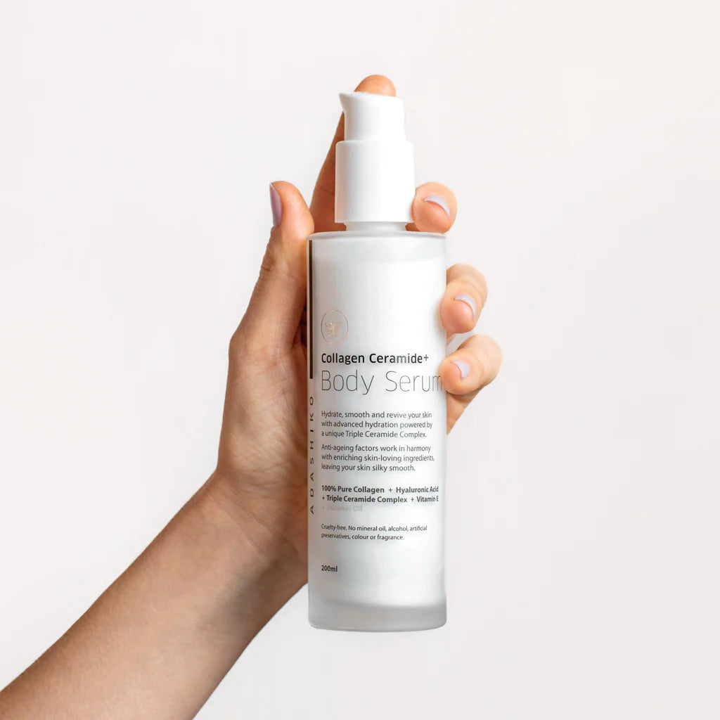 Adashiko Collagen & Ceramide Body Serum for Skin Hydration & Anti-Aging | Moisturizing Treatment for Dry Skin, Stretch Marks & Wrinkles | Perfect for Night Routine & Post-Shower Care